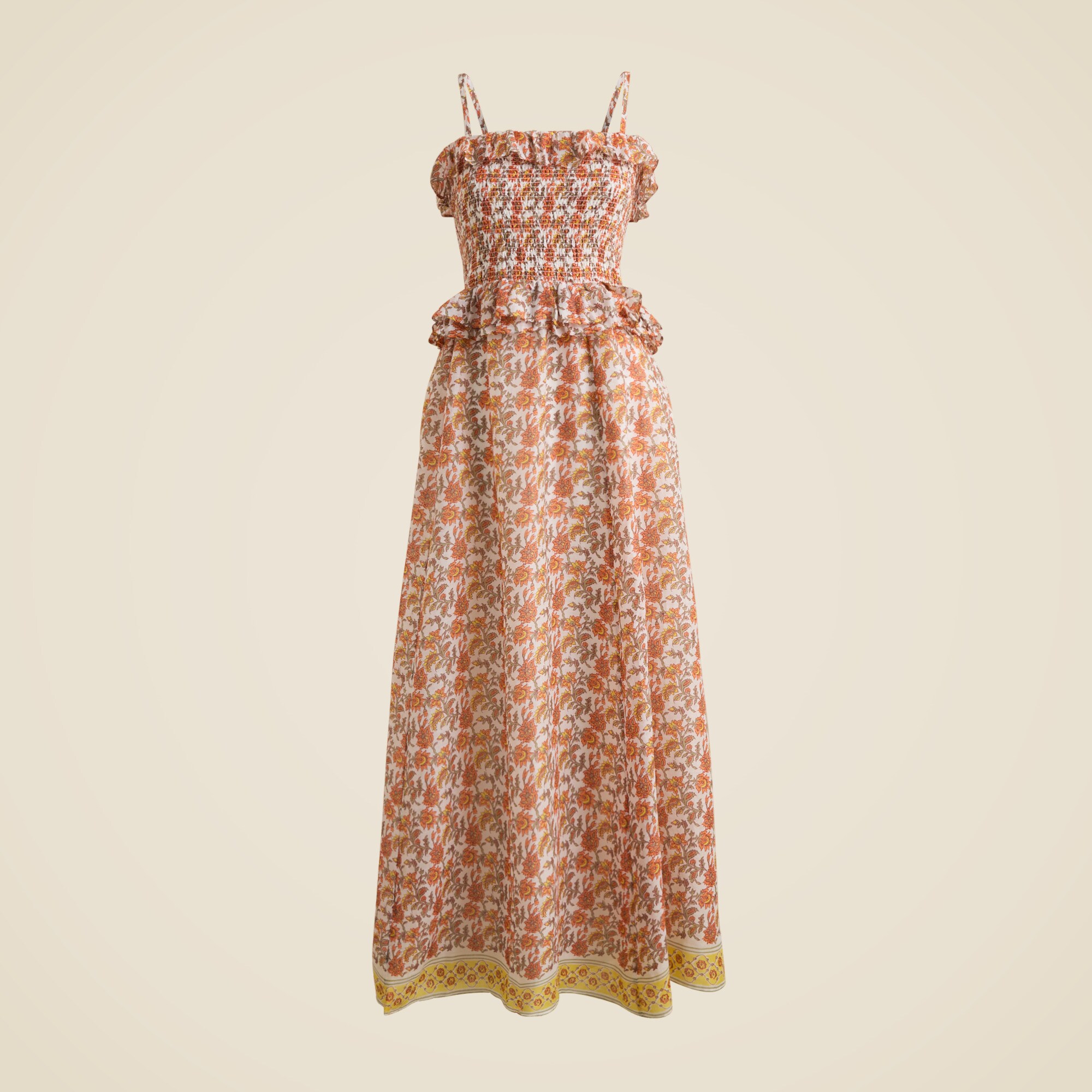 Ravenna Dress In Sunset Rose Block-print Ramie For Women