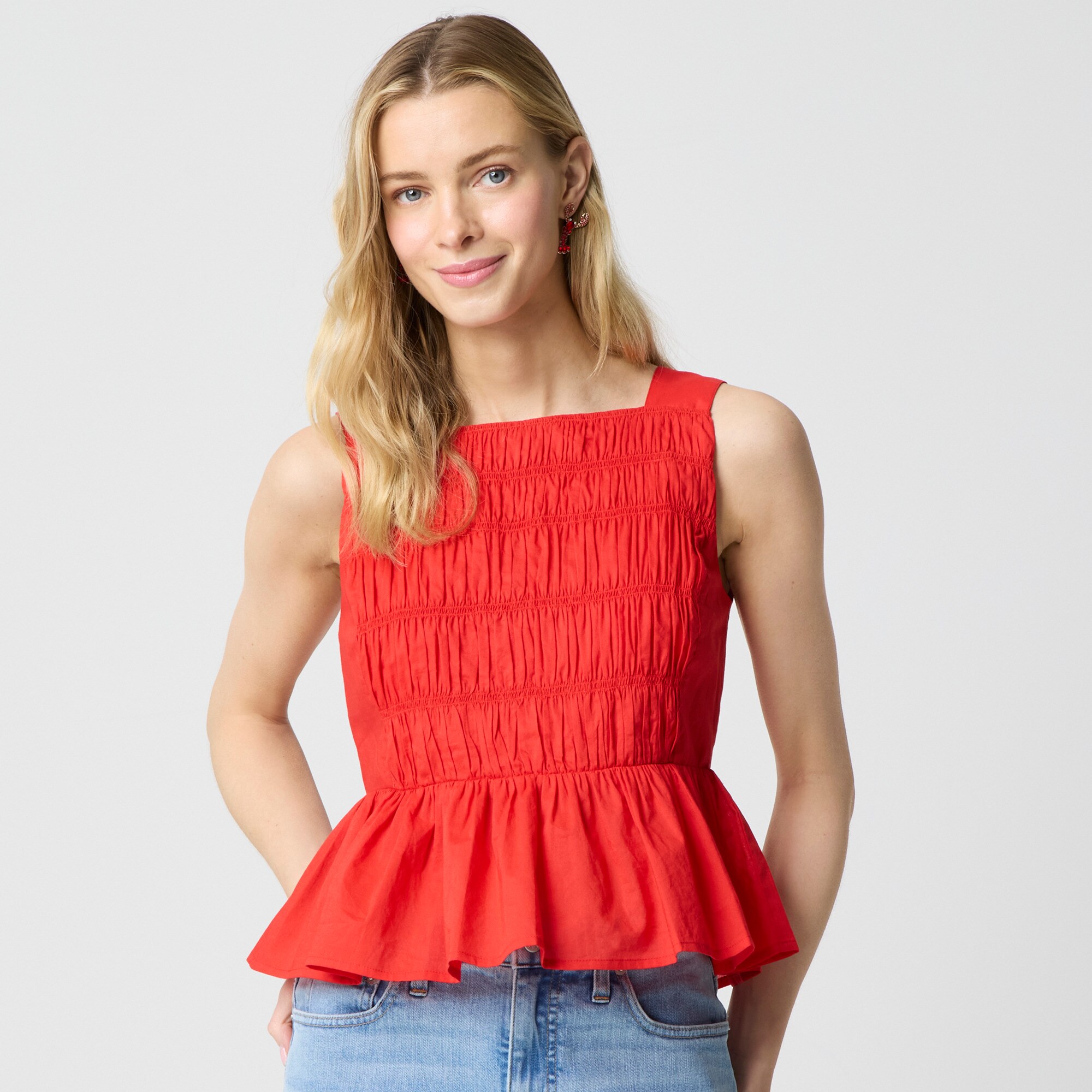  Smocked peplum top