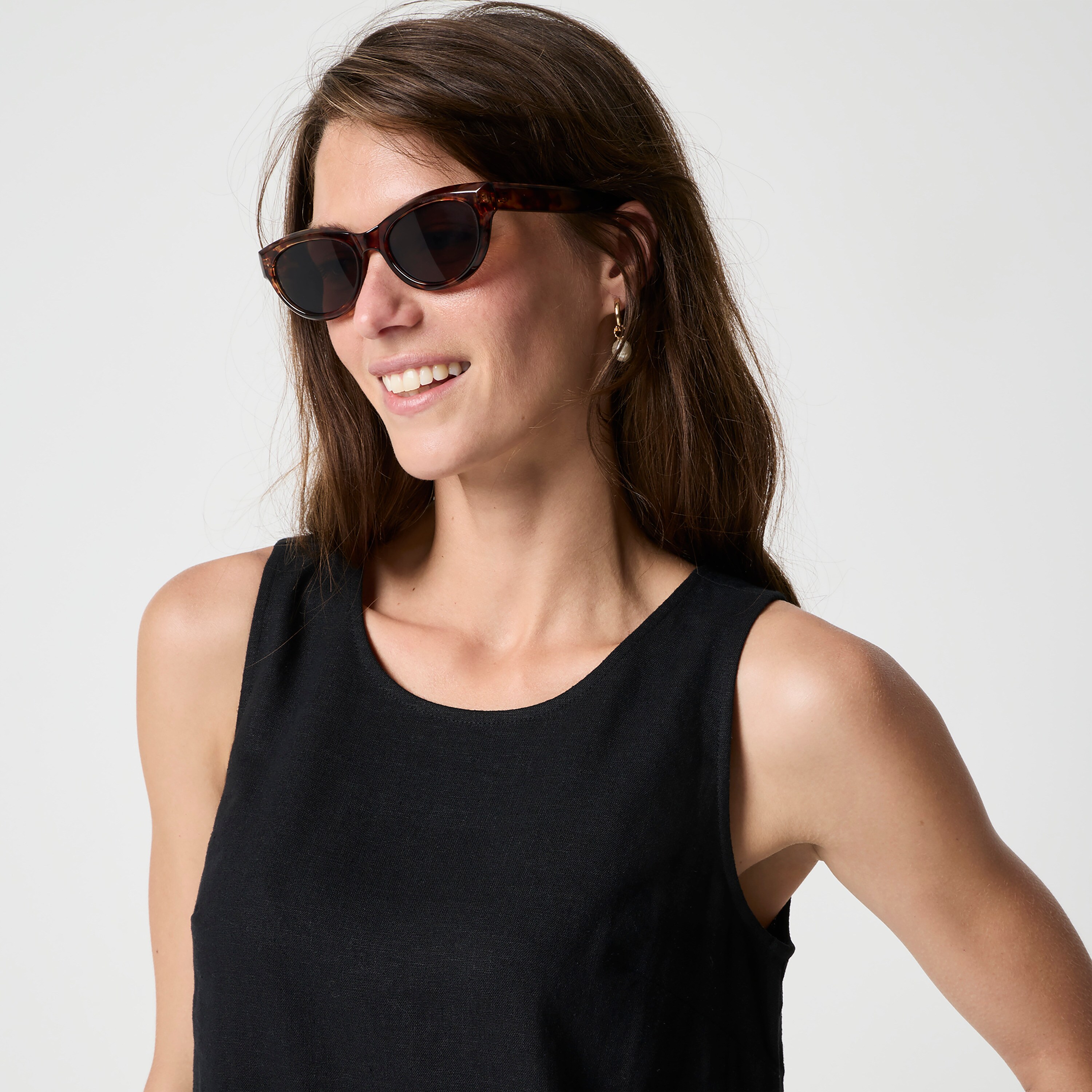 Linen-blend sleeveless mini dress