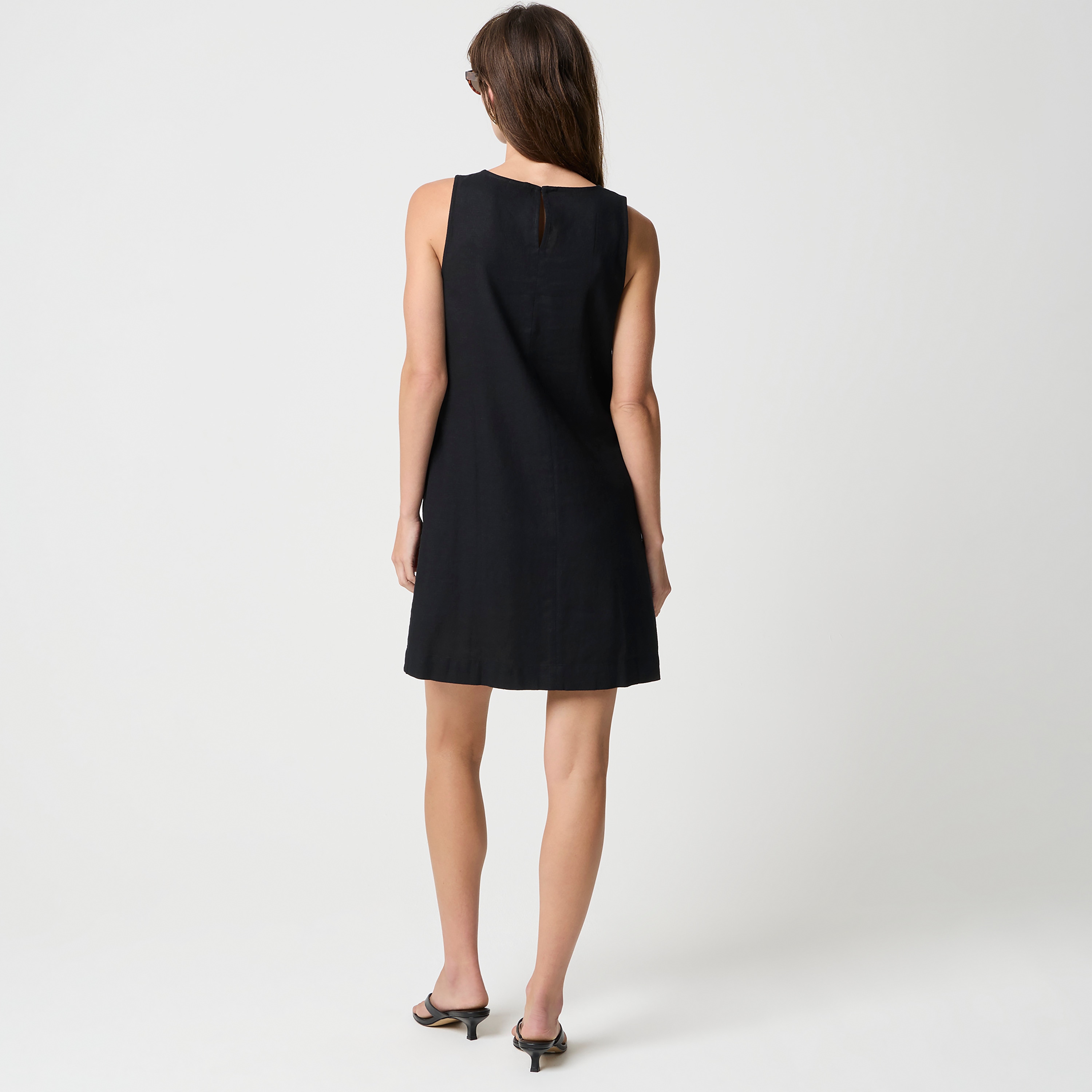 Linen-blend sleeveless mini dress