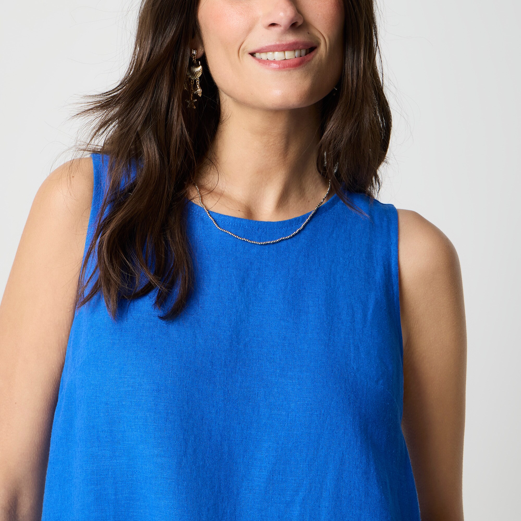 Linen-blend sleeveless mini dress