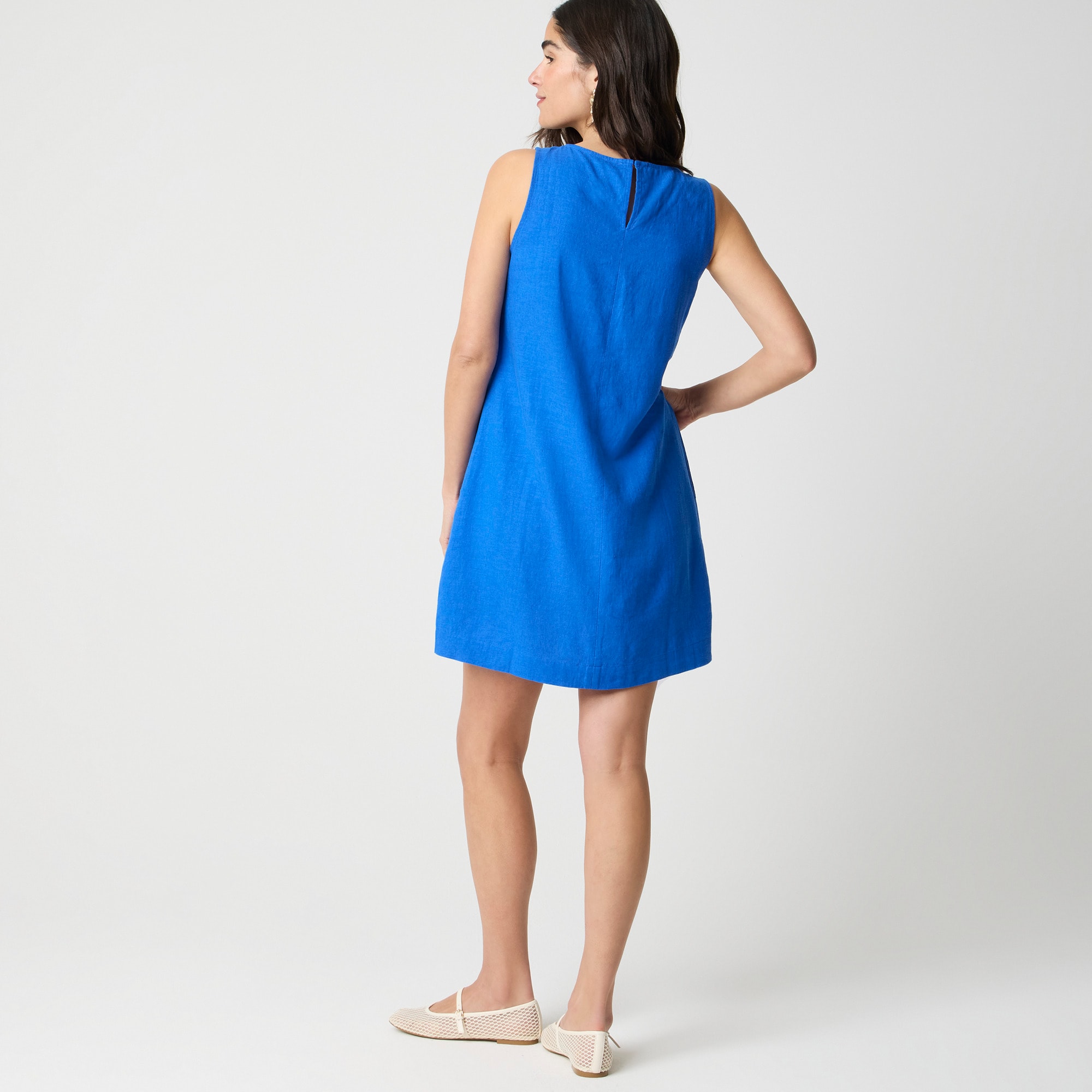 Linen-blend sleeveless mini dress