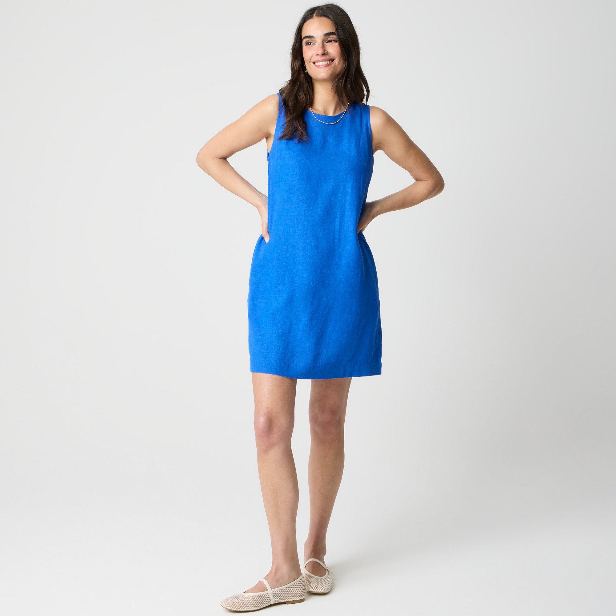 womens Linen-blend sleeveless mini dress