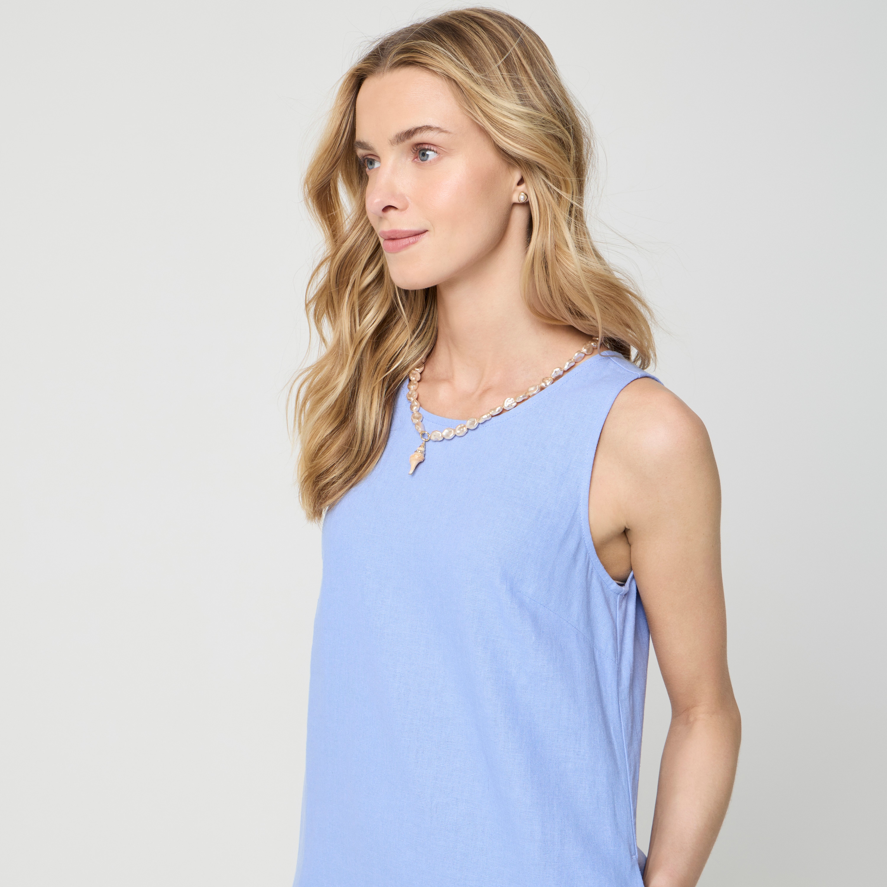 Linen-blend sleeveless mini dress