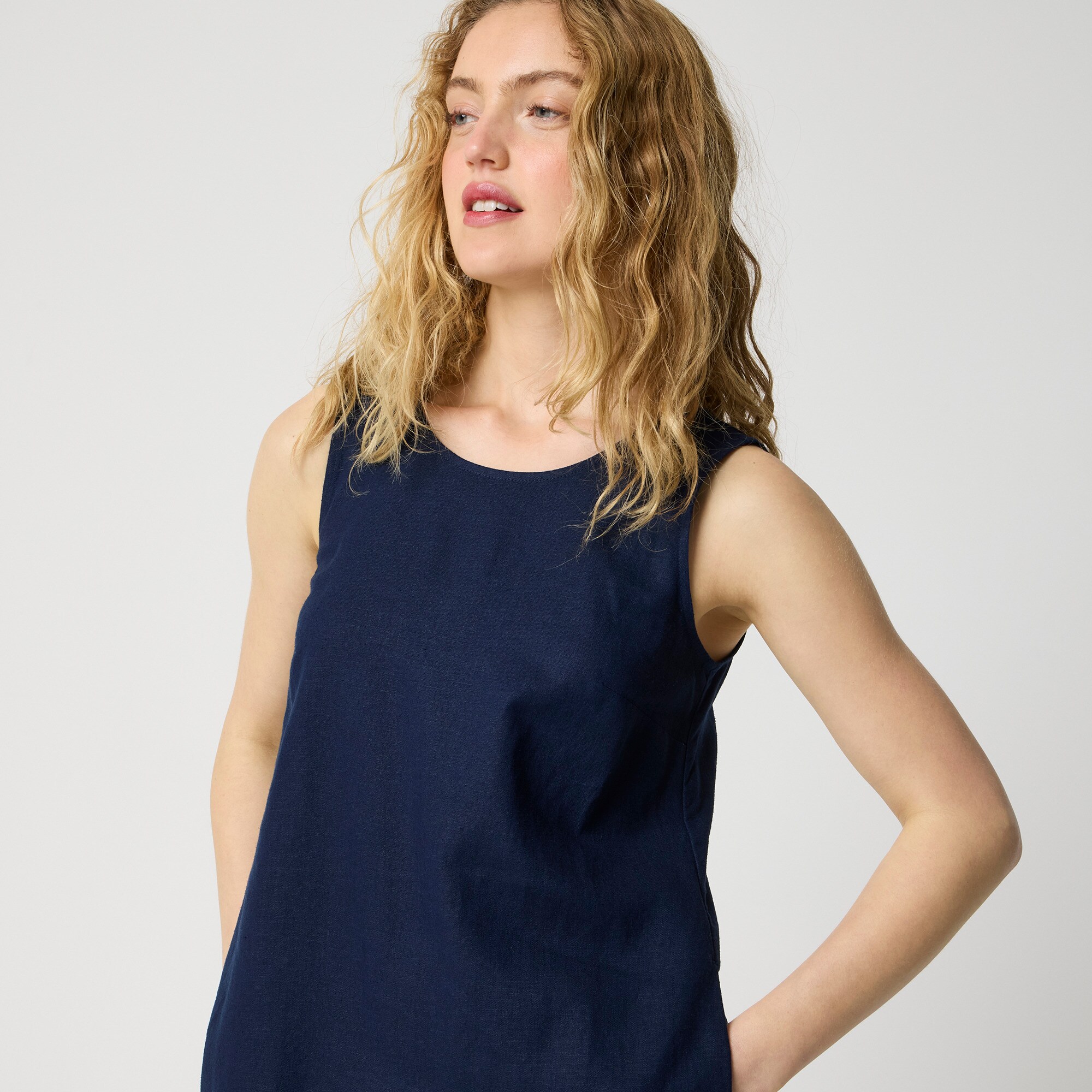 Linen-blend sleeveless mini dress