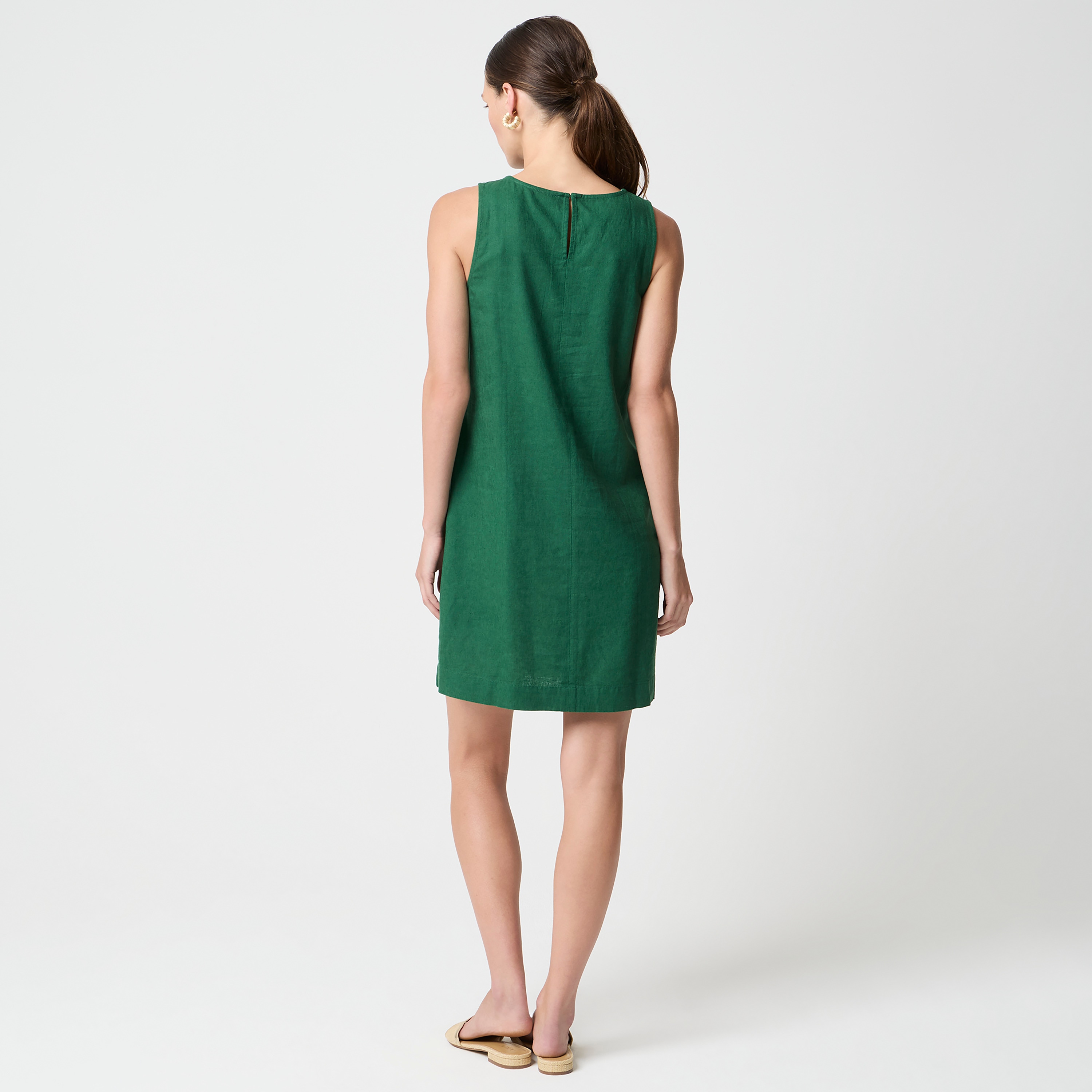 Women's Tall Linen-Blend Sleeveless Mini Dress (Fern Canyon, SIZE SIZE 0) J.Crew Factory