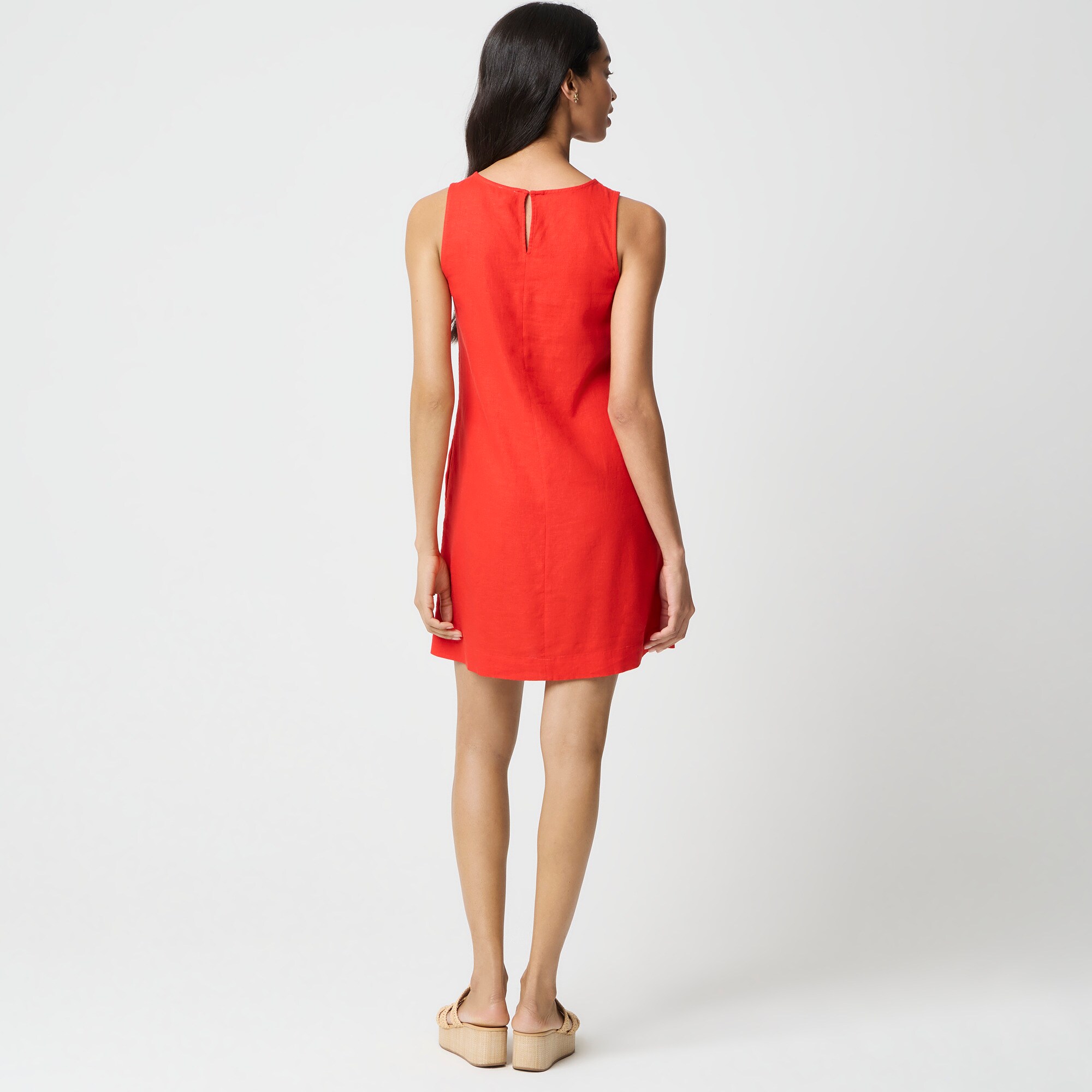 Linen-blend sleeveless mini dress