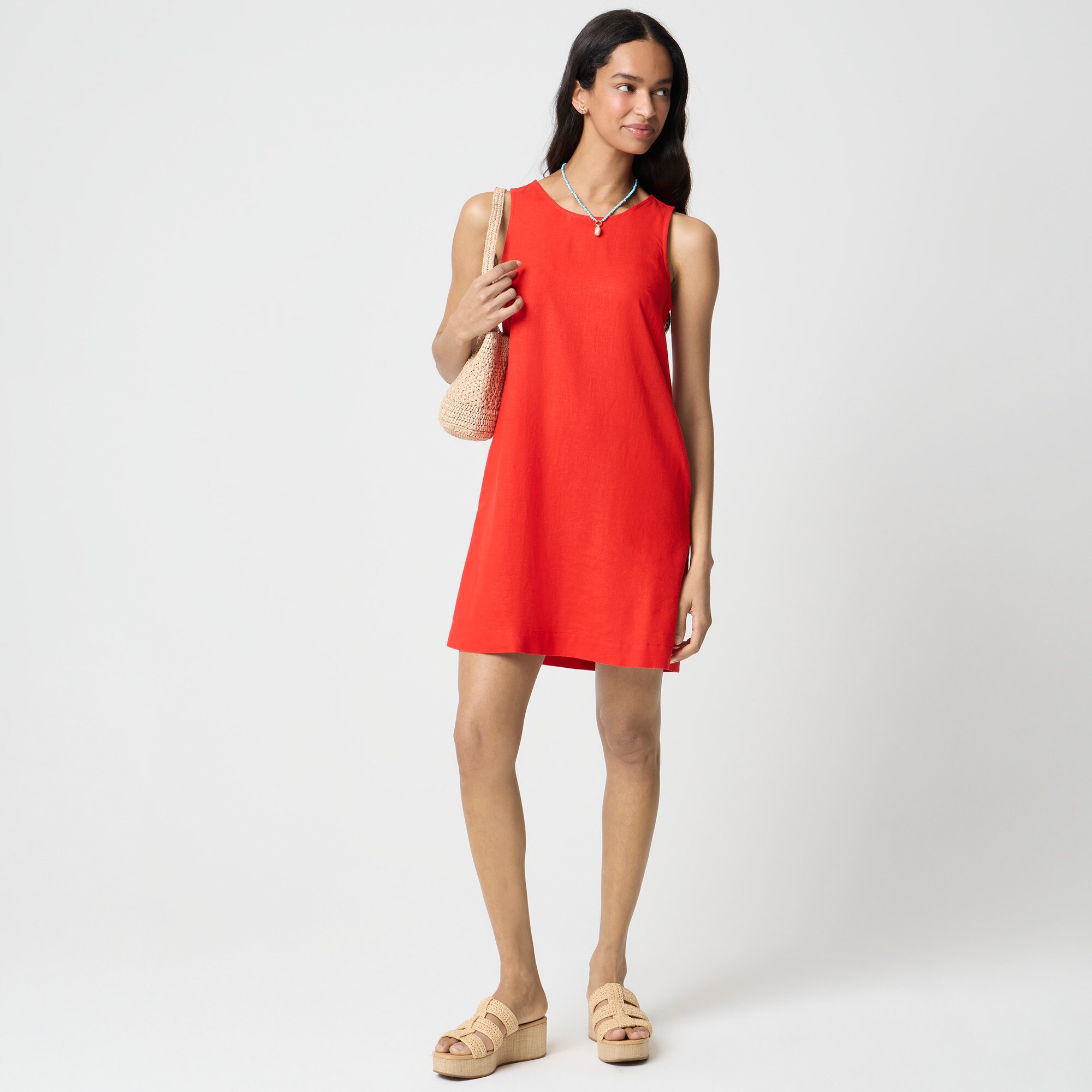 Linen-blend sleeveless mini dress