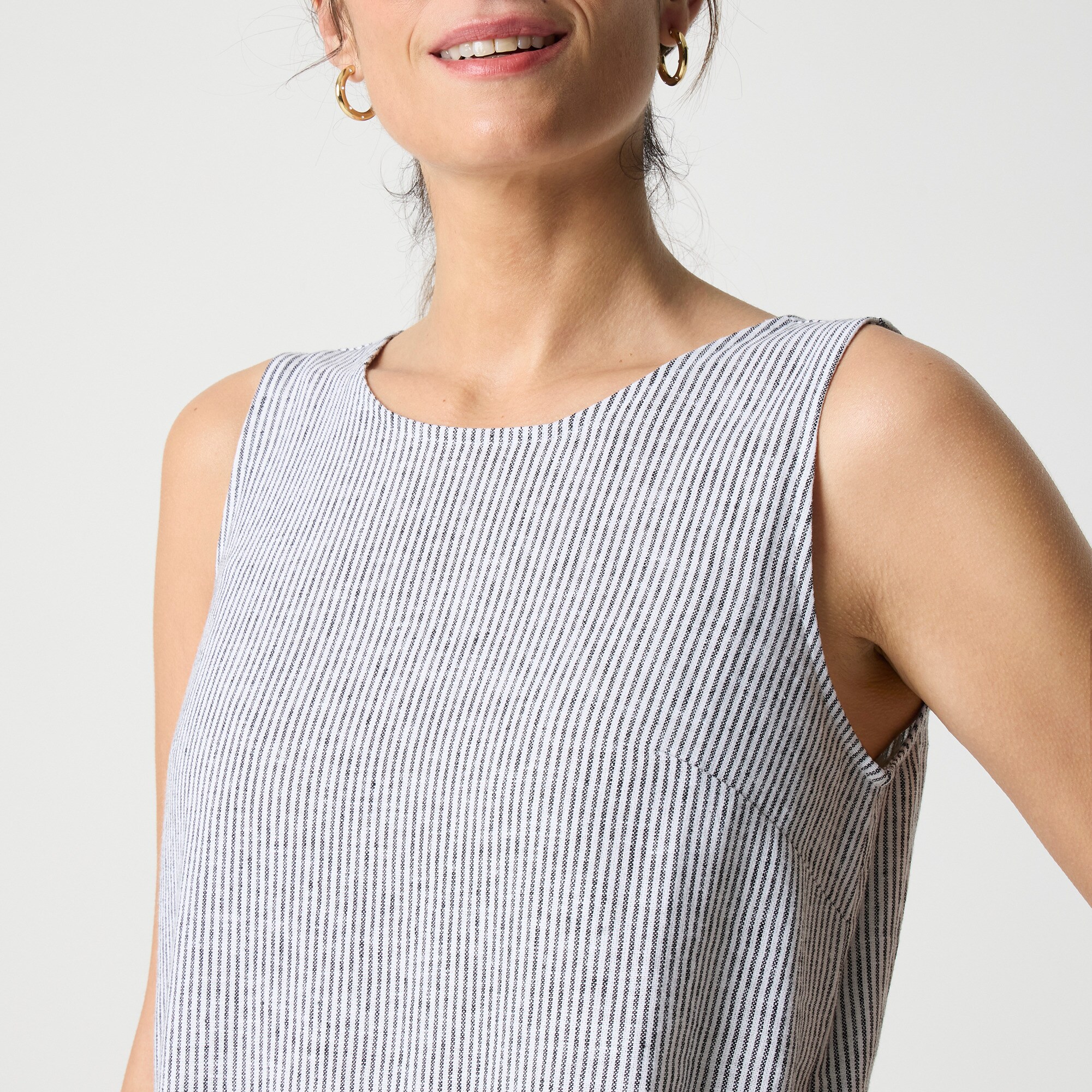 Striped linen-blend sleeveless mini dress
