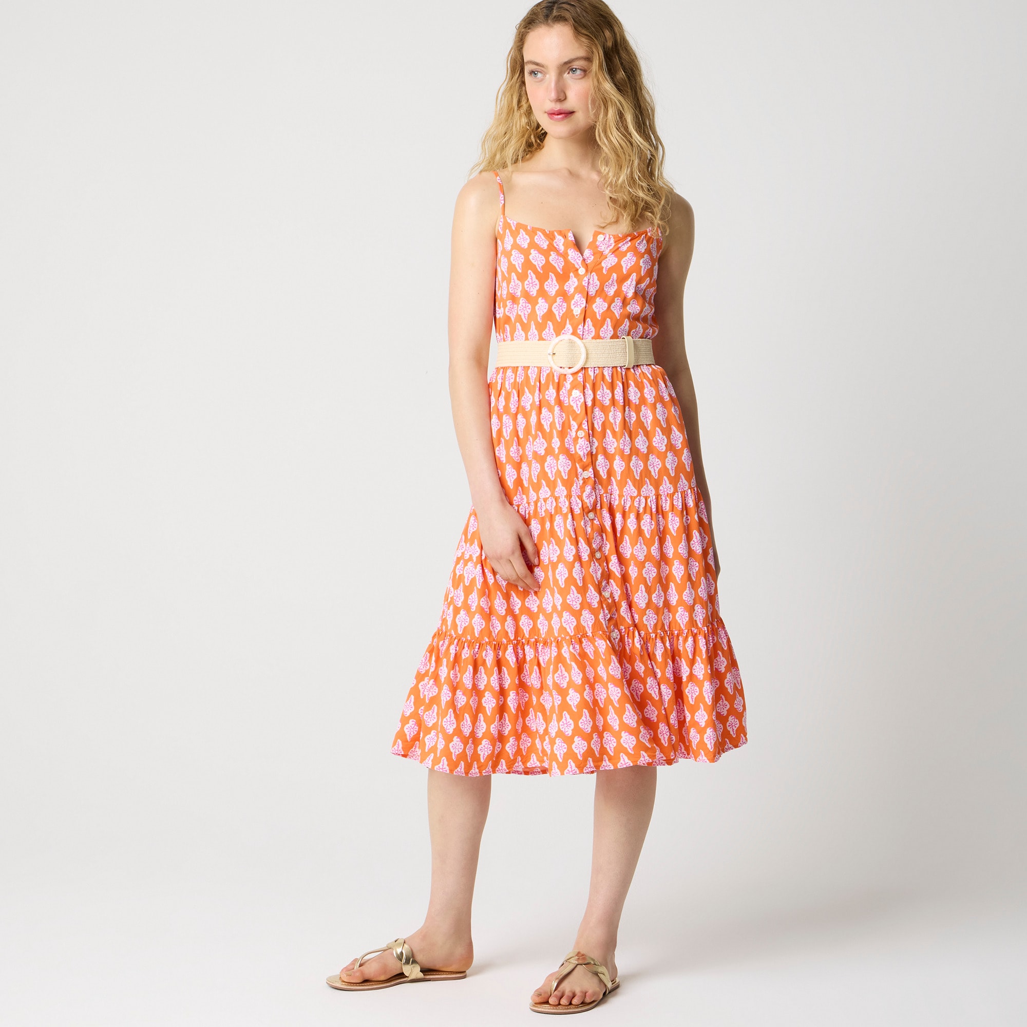 womens Strappy tiered midi dress