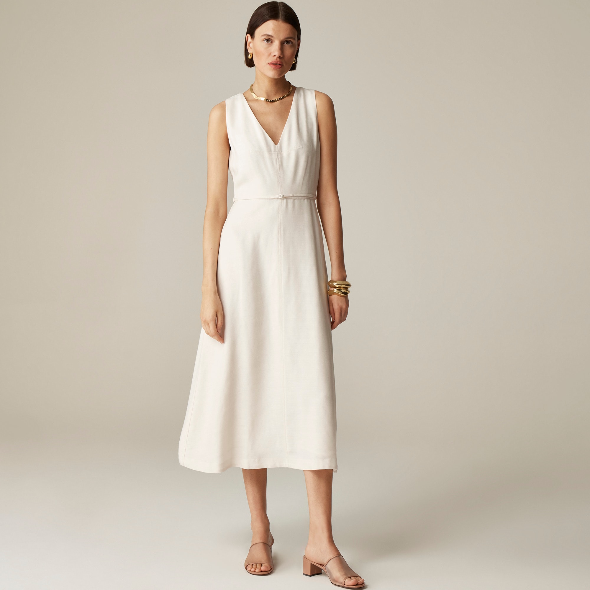 womens Mathilde V-neck dress in luster canvas
