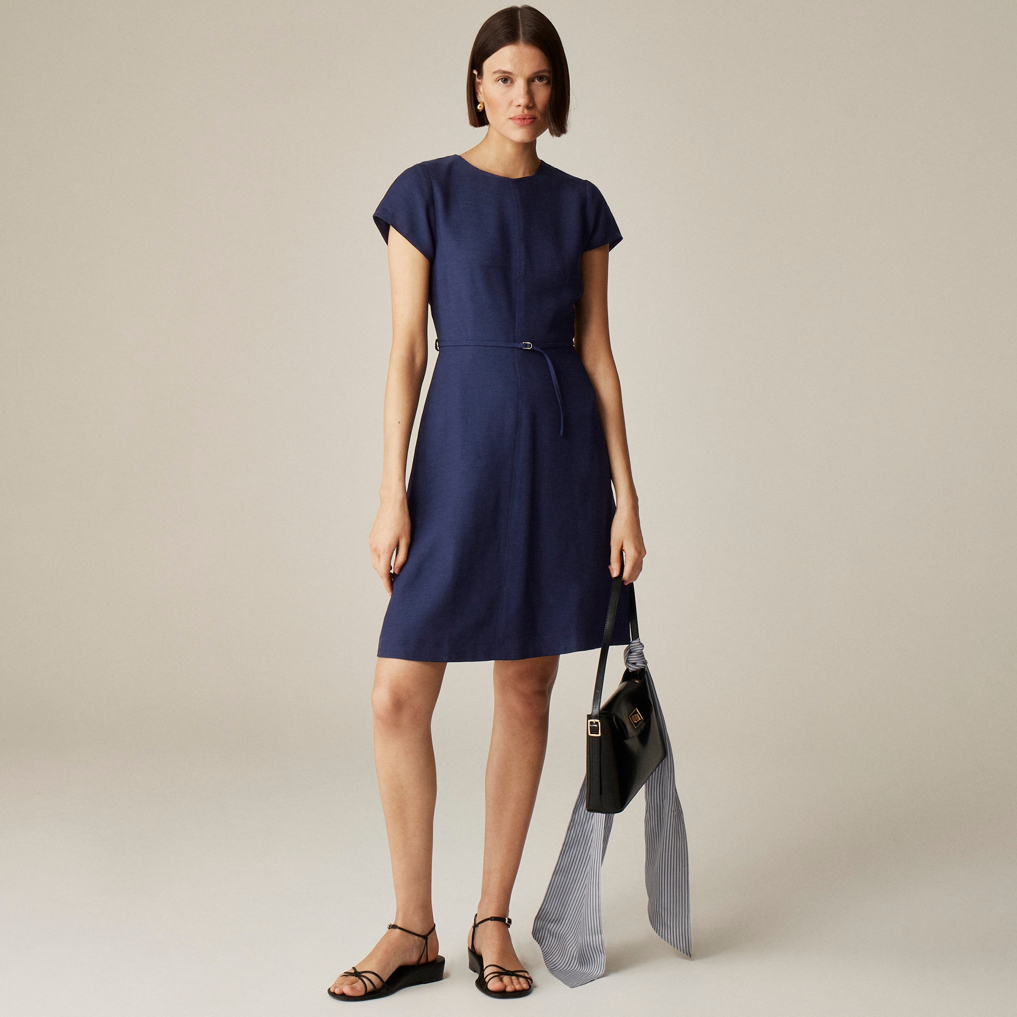 womens Mathilde cap-sleeve dress in luster canvas
