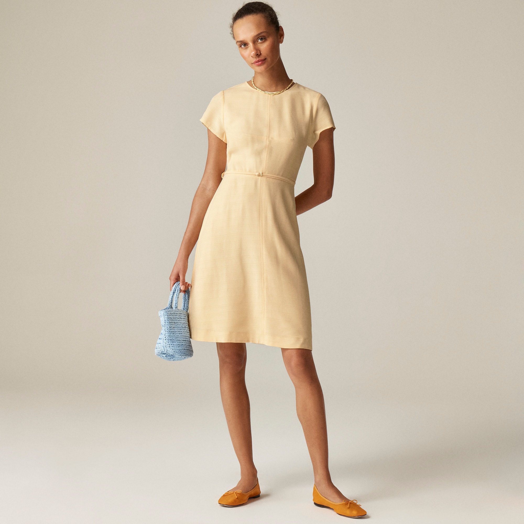 womens Mathilde cap-sleeve dress in luster canvas