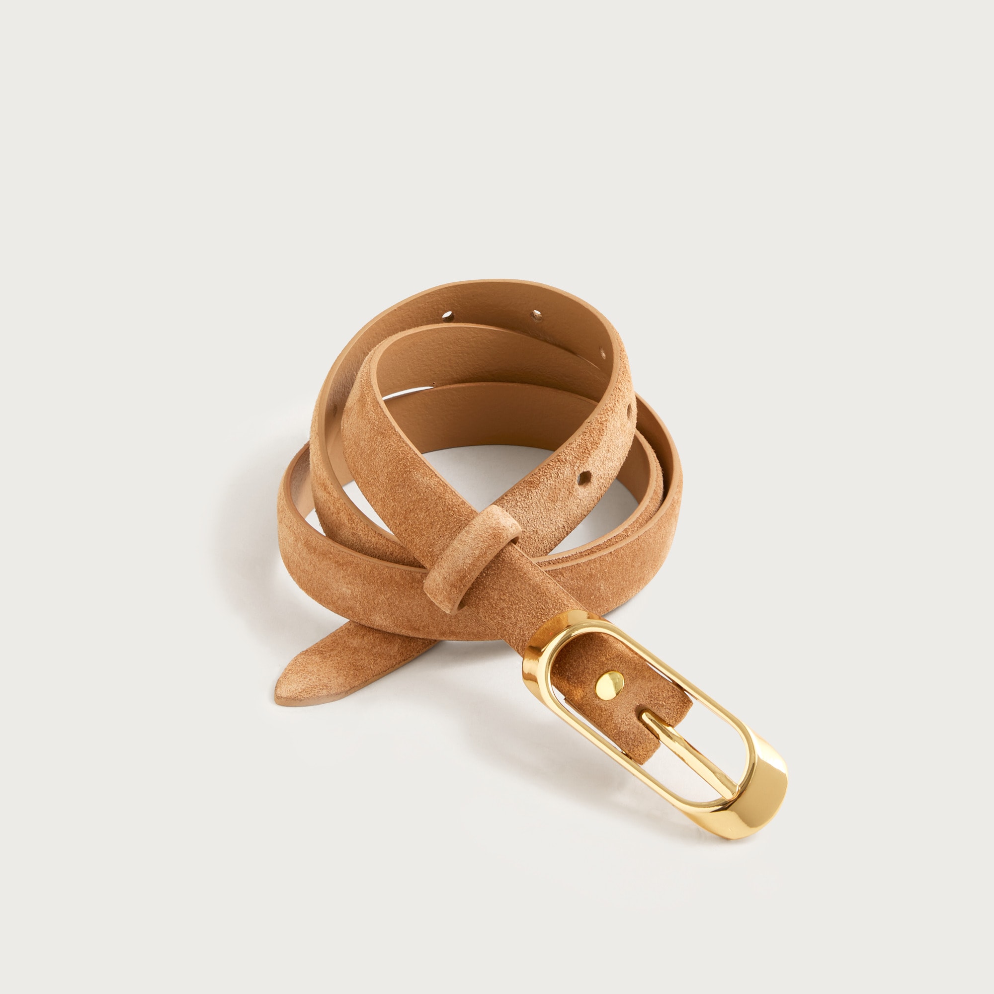 Skinny oval-buckle suede belt from J.Crew - $39.50 (43% off)