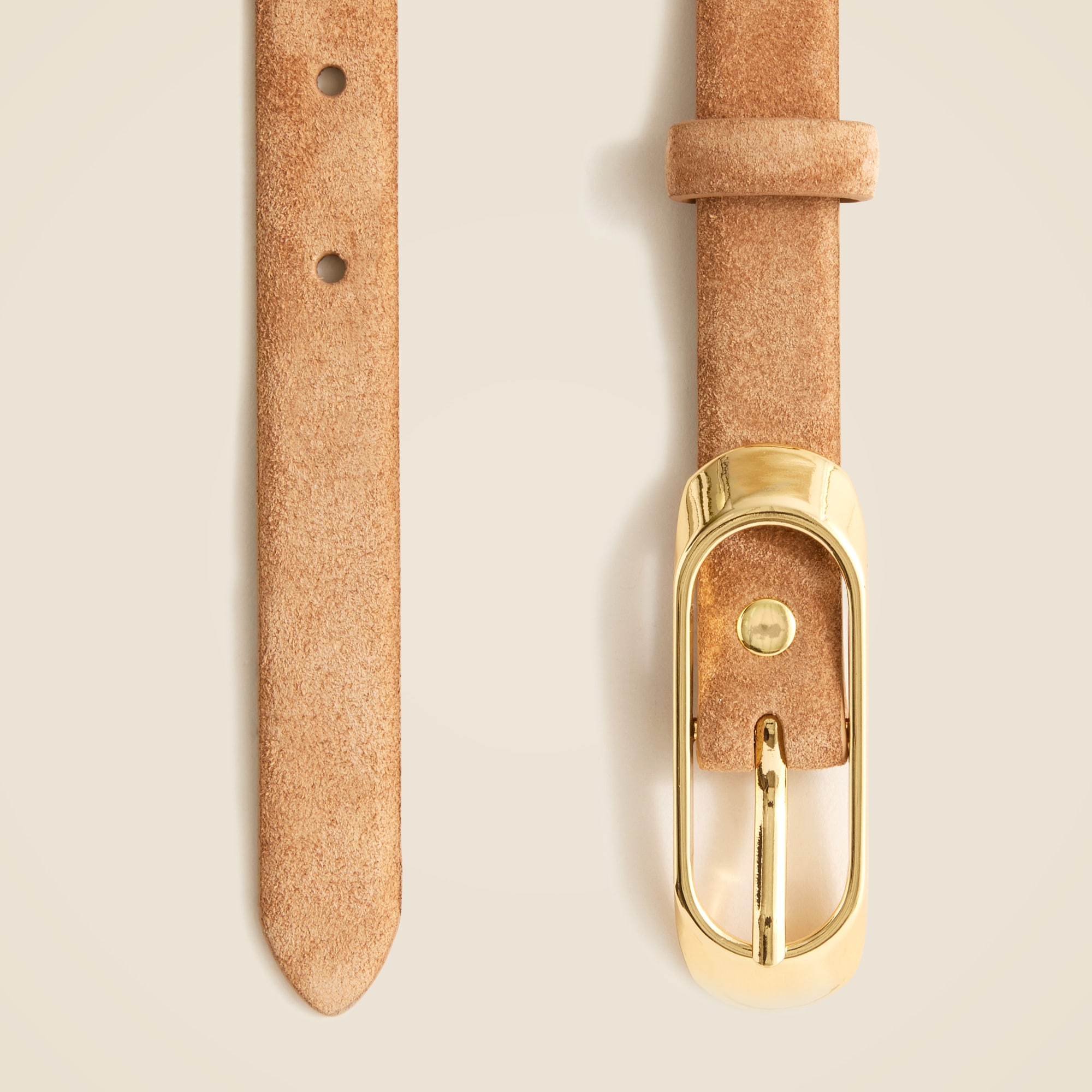 Skinny Oval Buckle Suede Belt For Women | J.Crew