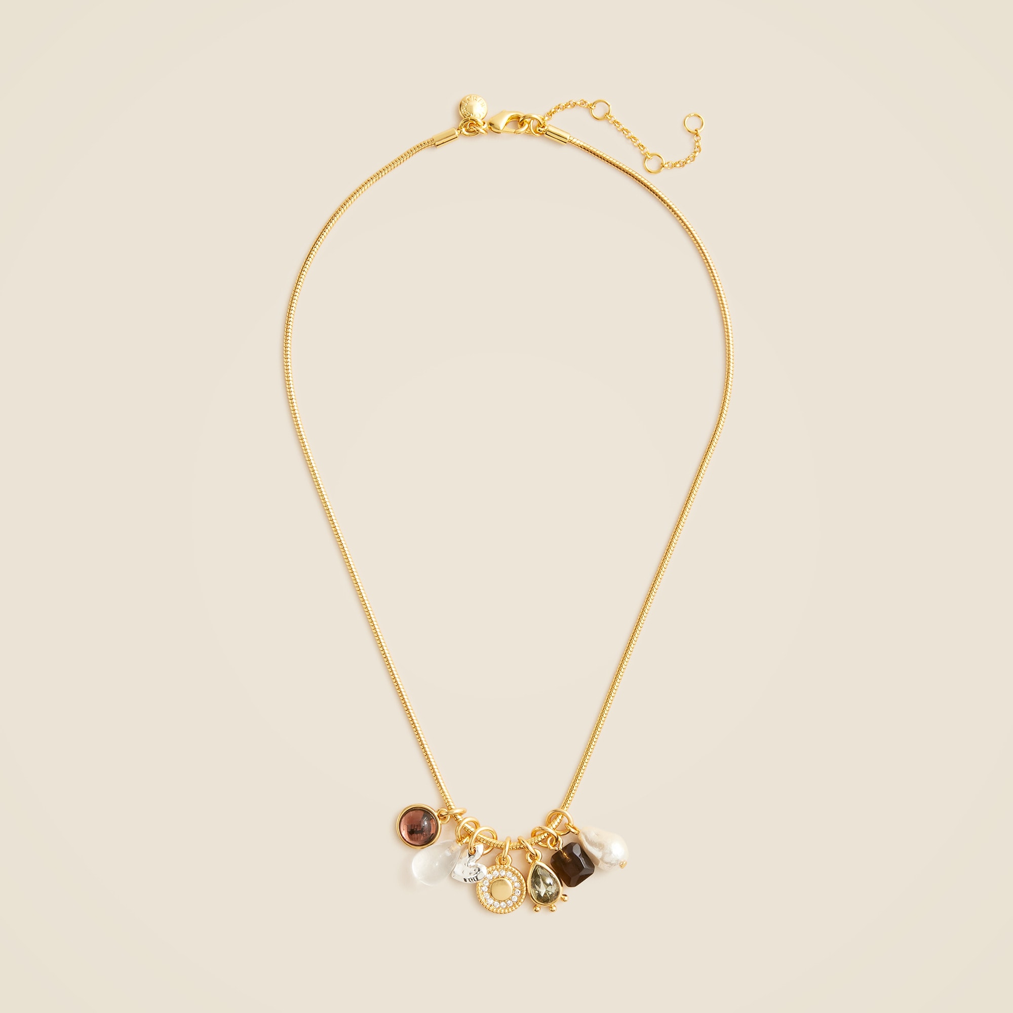 Glass bead charm necklace