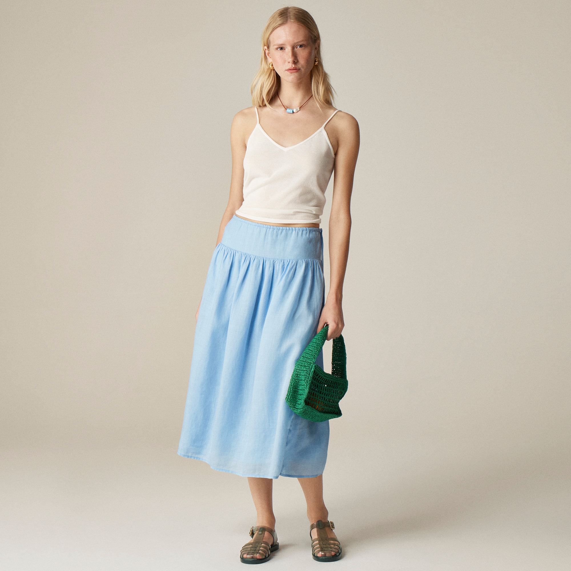 womens Side-tie skirt in ramie