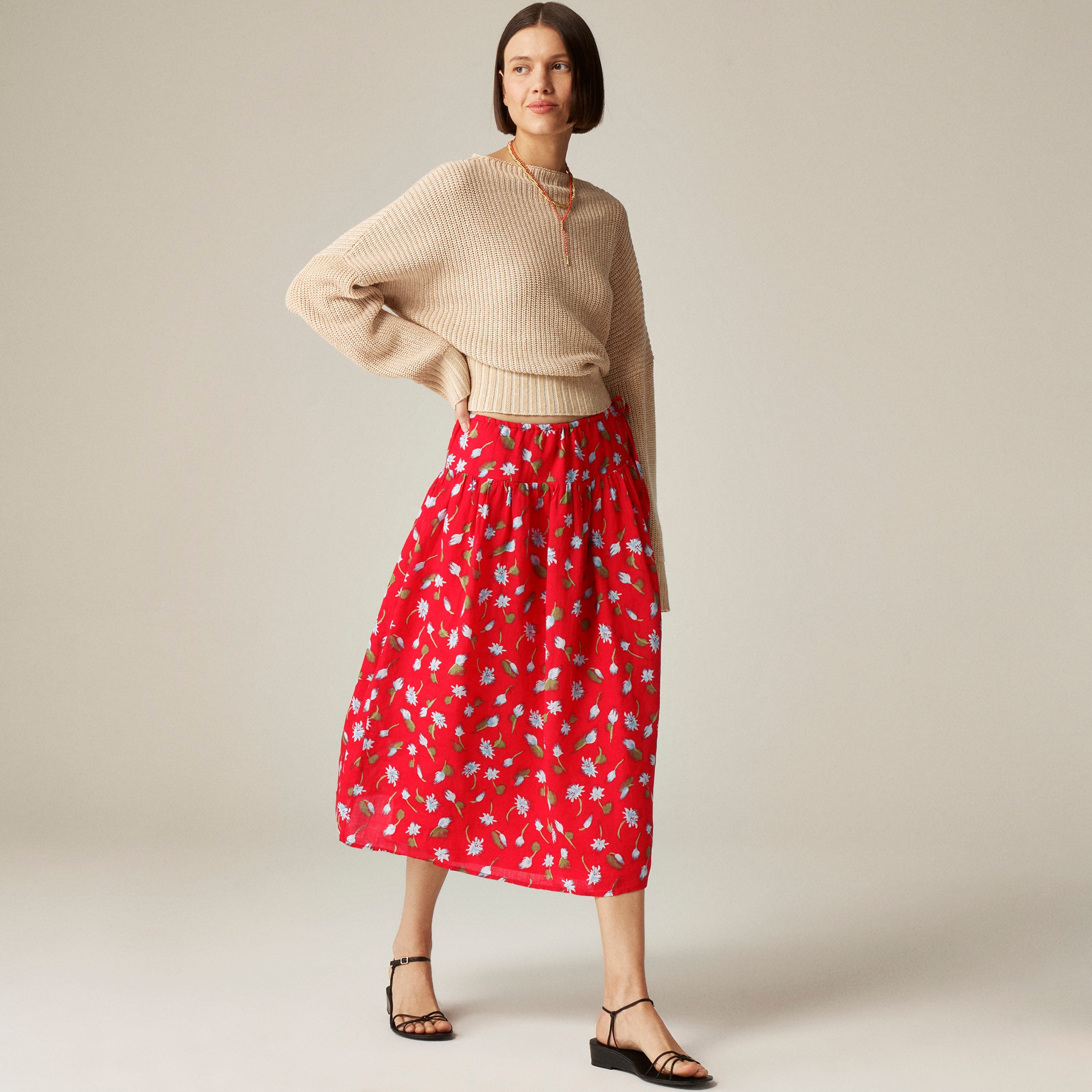 Side-tie skirt in ramie