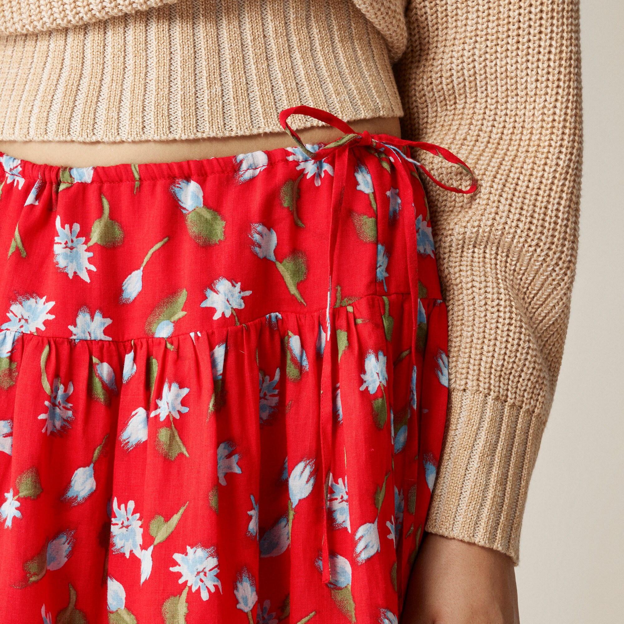 Side-tie skirt in ramie