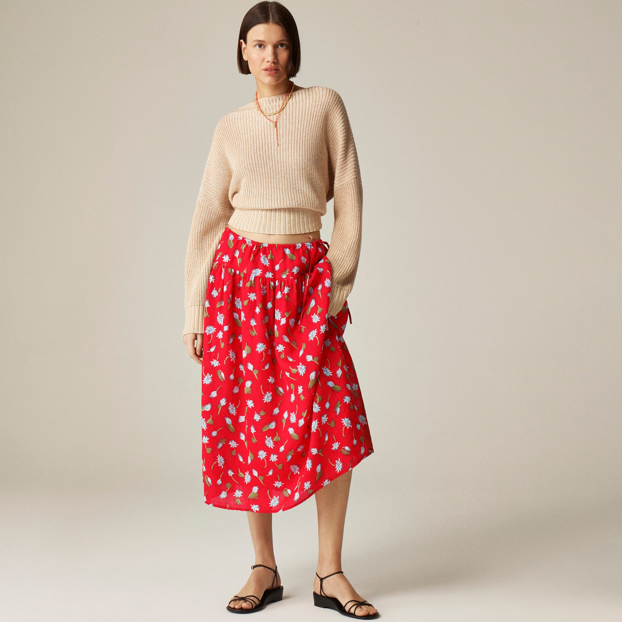 womens Side-tie skirt in ramie