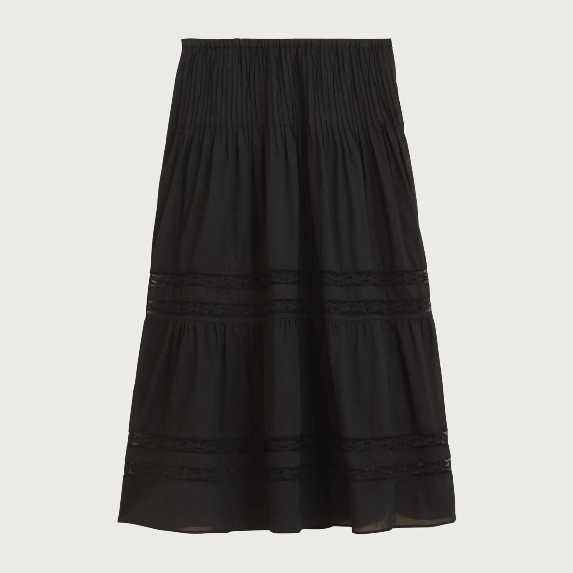  Lace-trim pintuck skirt