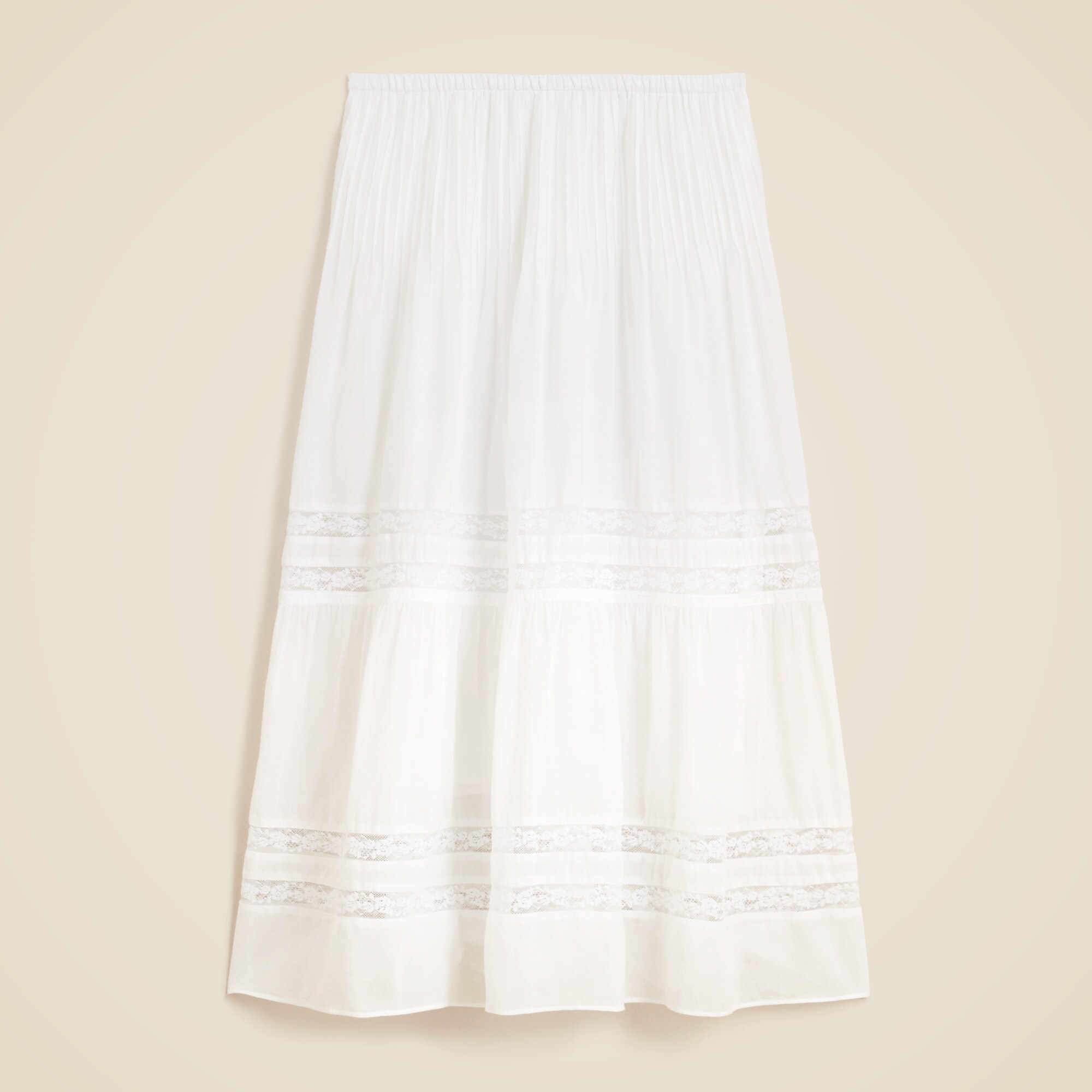 Lace-trim pintuck skirt