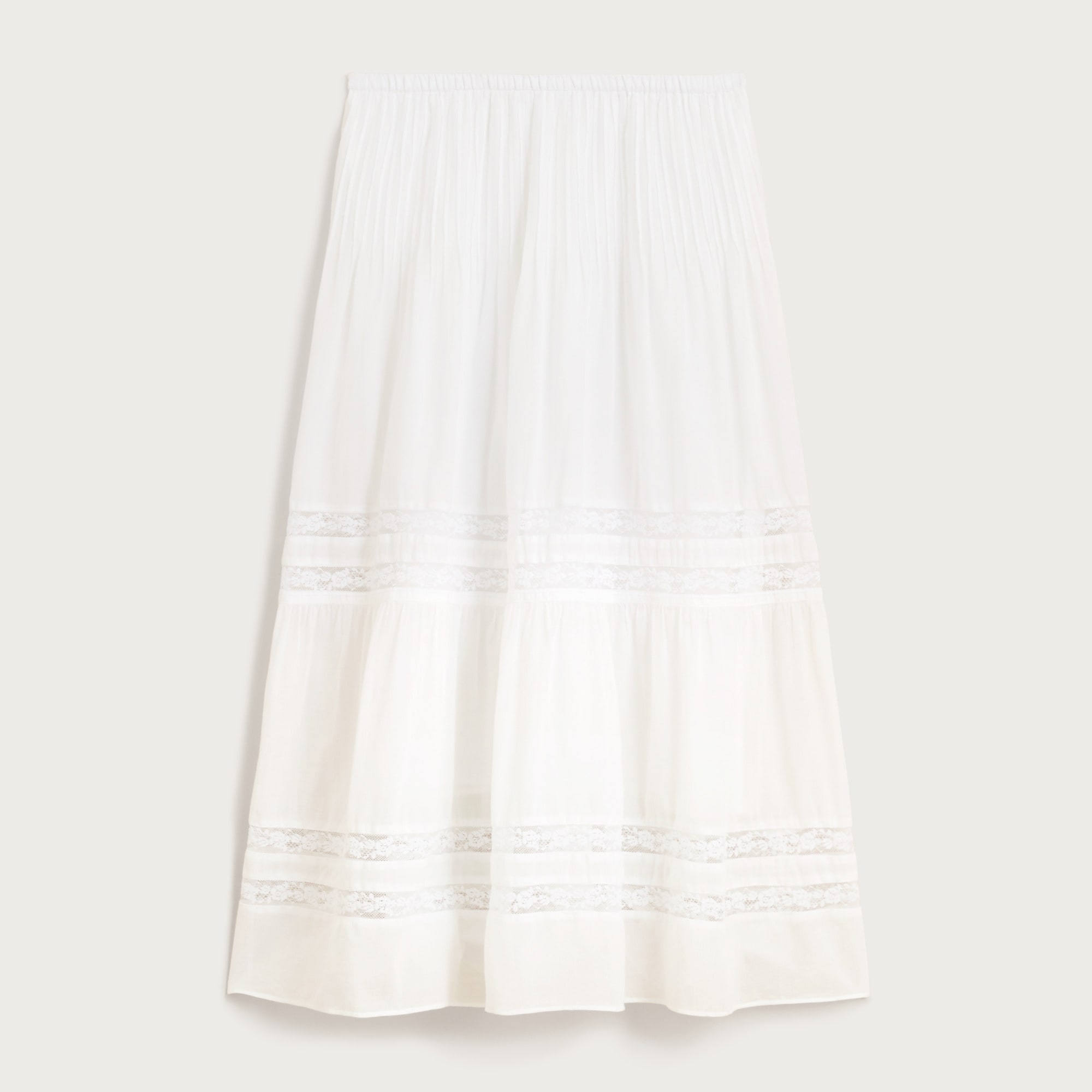 Lace-trim pintuck skirt
