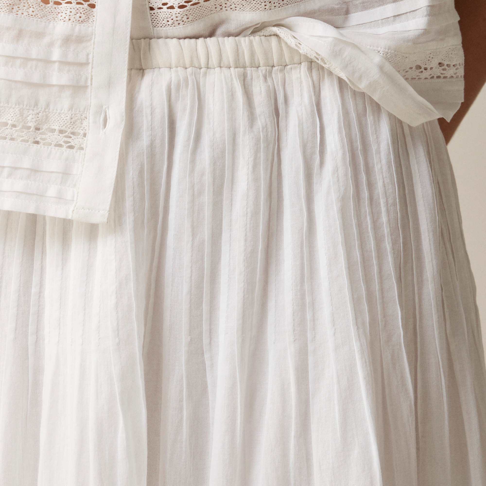 Lace-trim Pintuck Skirt For Women | J.Crew