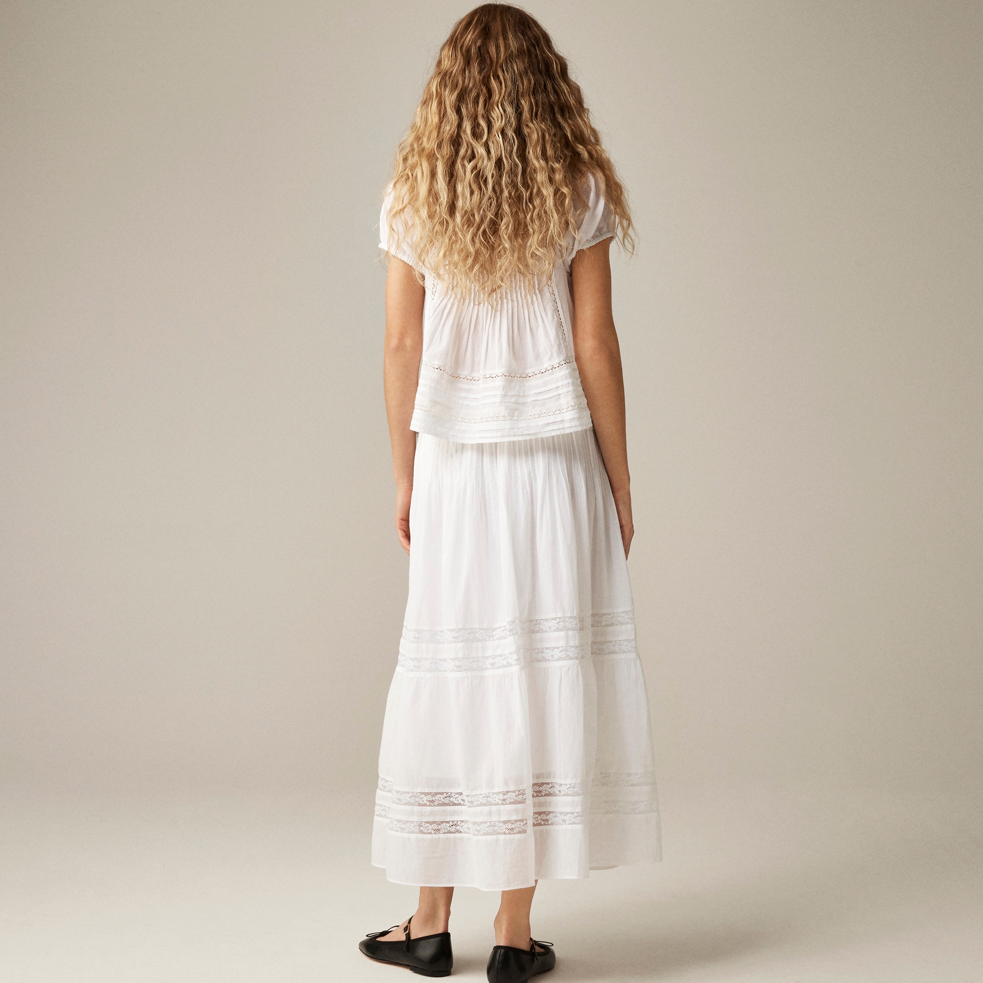 Lace-trim Pintuck Skirt For Women | J.Crew