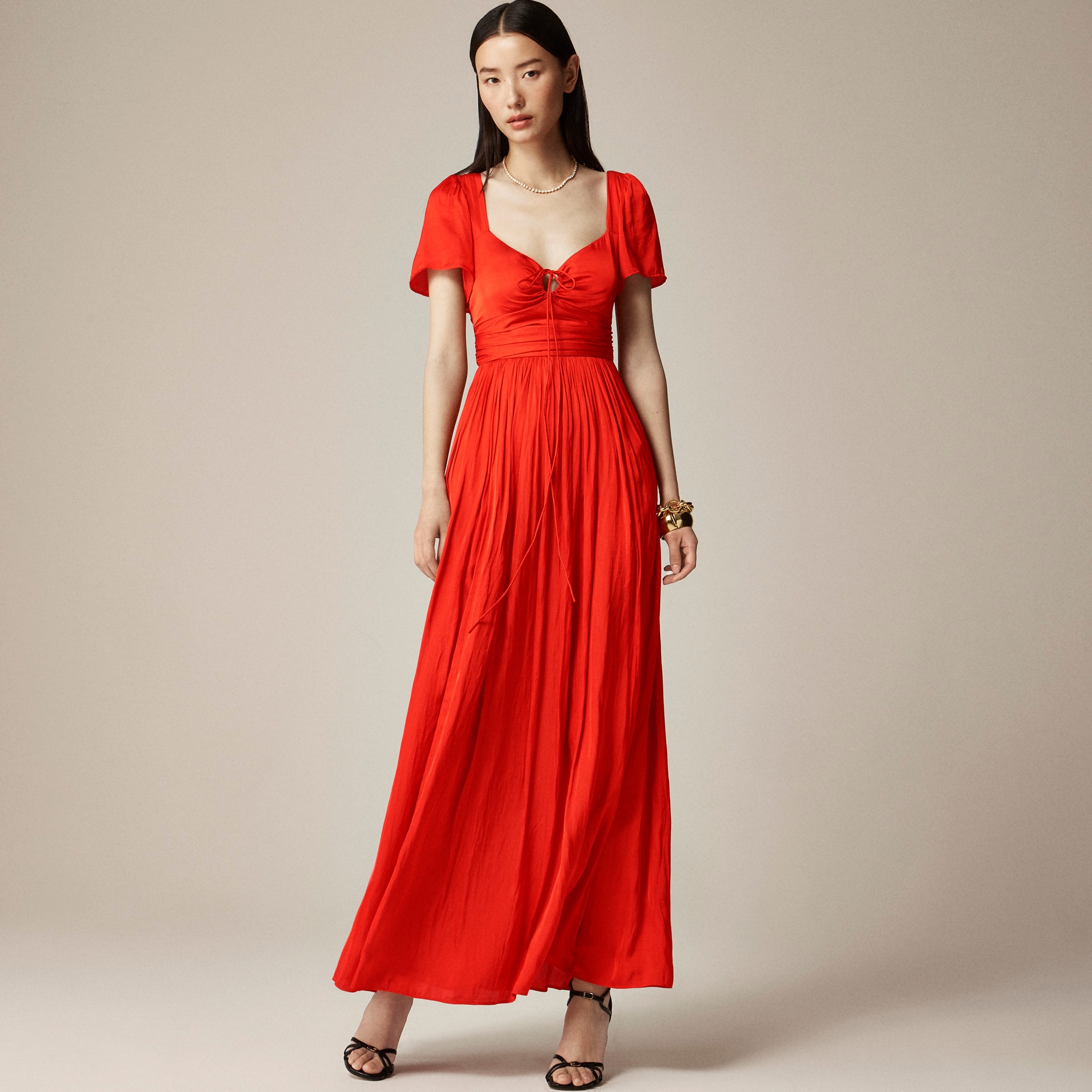 womens Collection flutter-sleeve maxi dress in luster georgette
