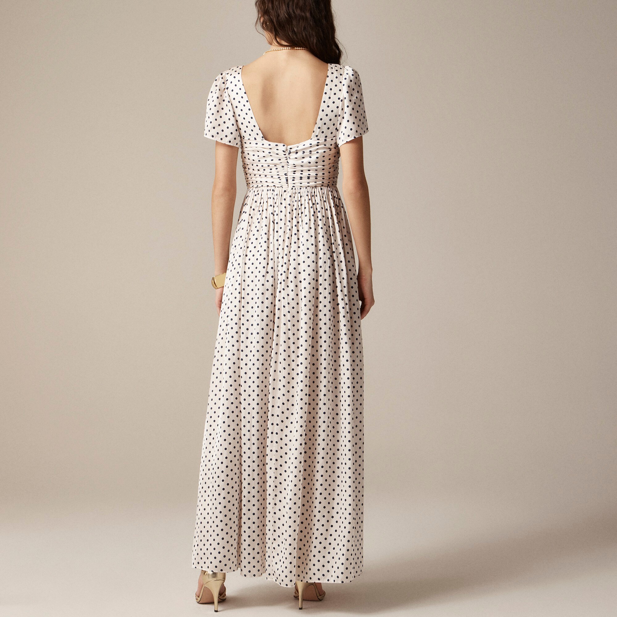 Collection flutter-sleeve maxi dress in luster georgette