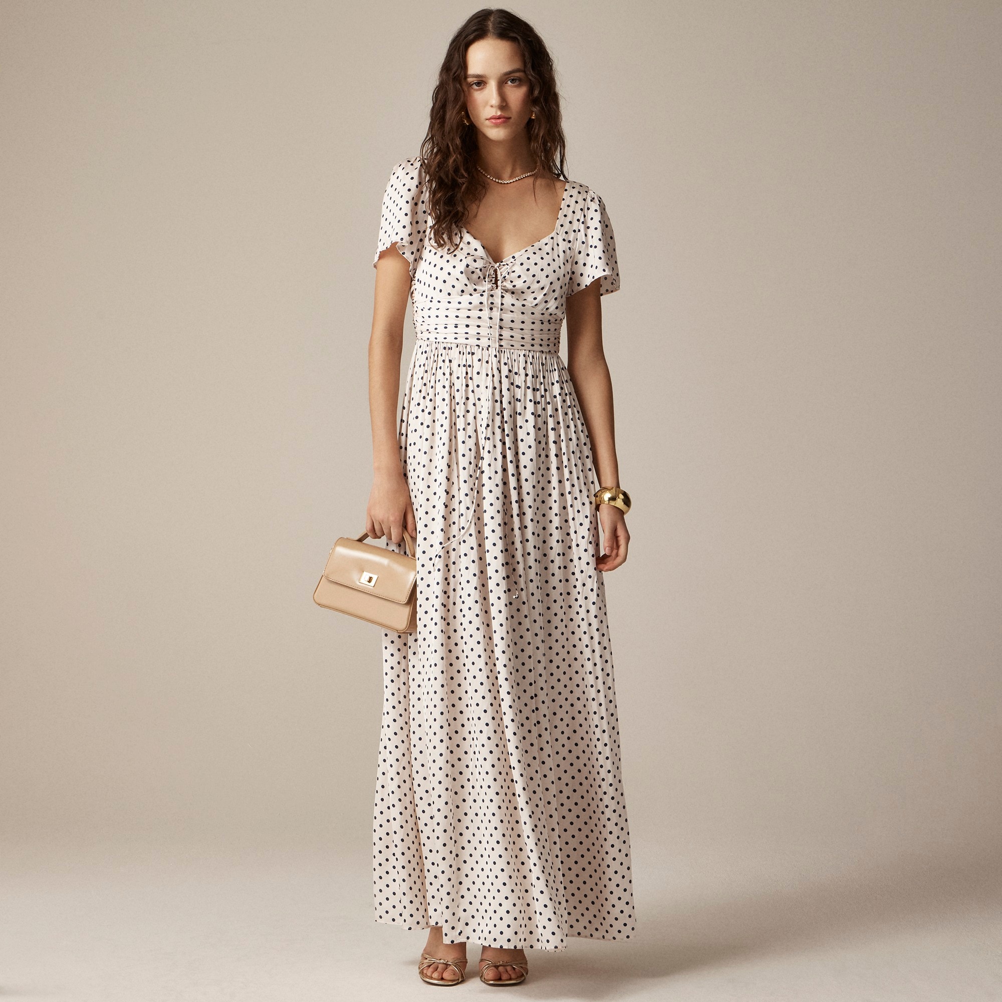 womens Collection flutter-sleeve maxi dress in luster georgette