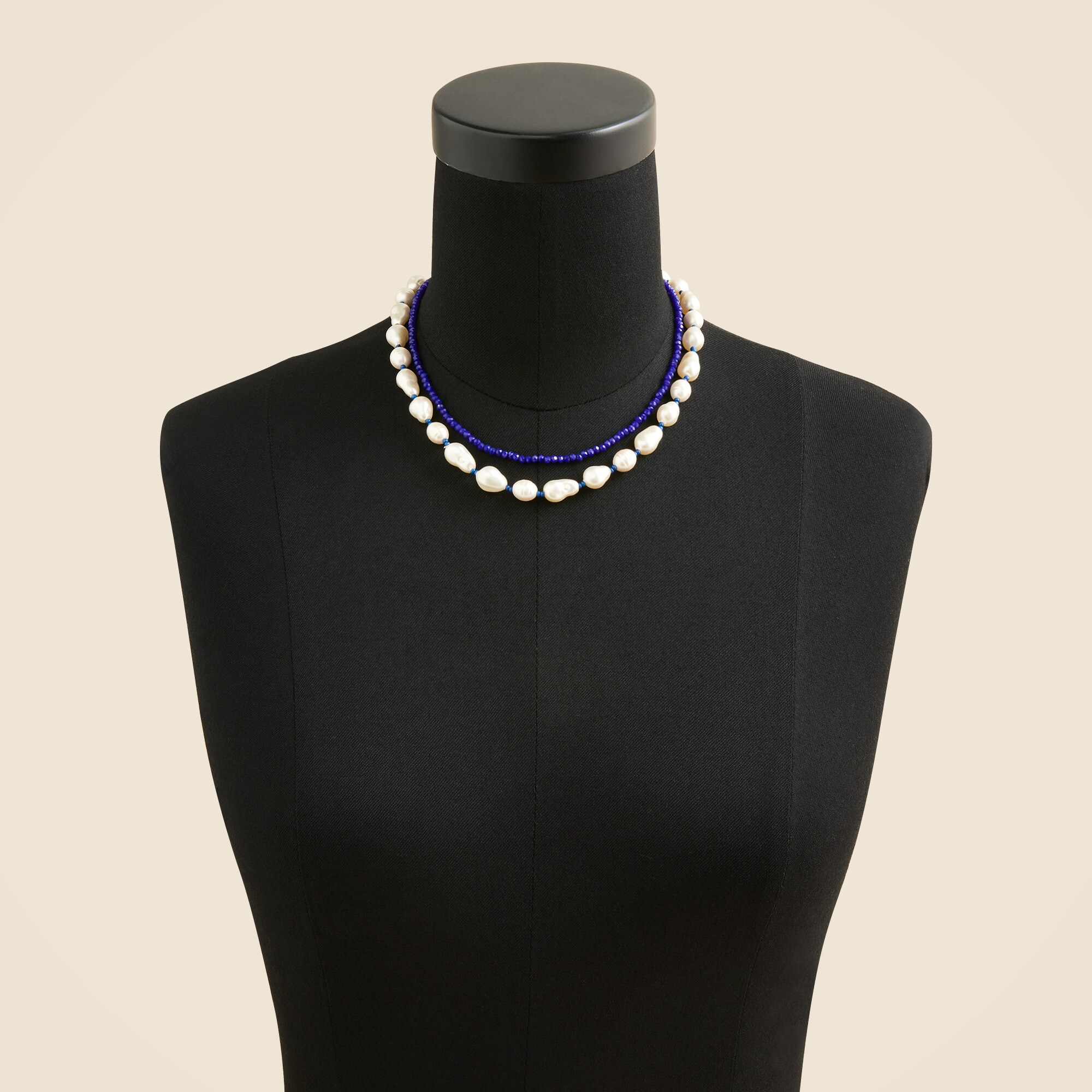 Bead and pearl necklaces set-of-two