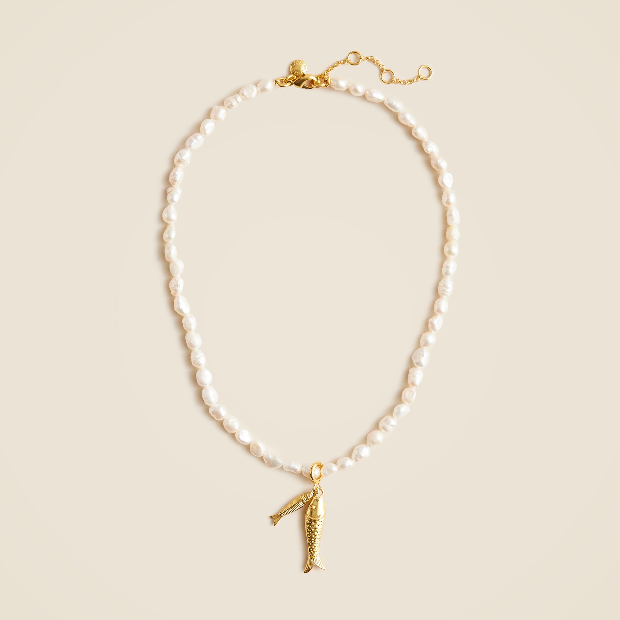 Nautical pearl fish charm necklace