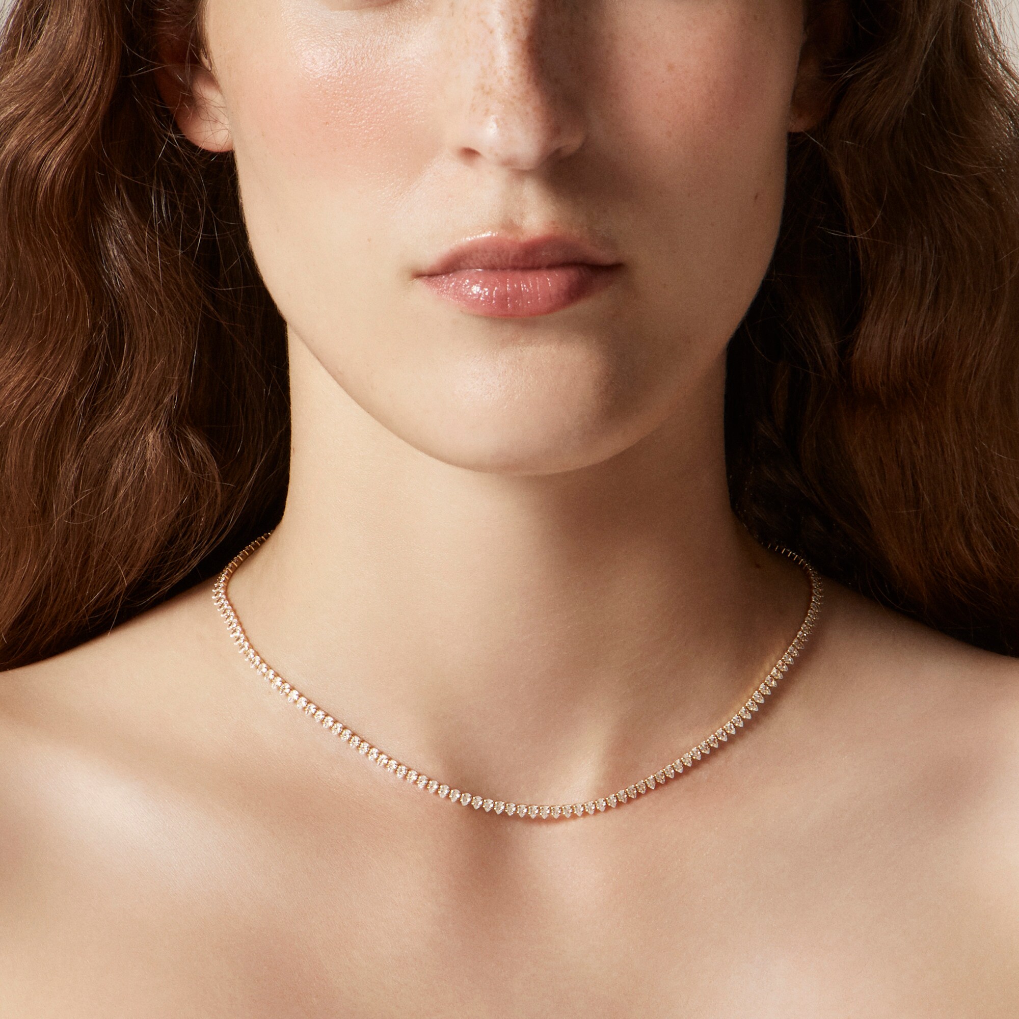 Teardrop cubic zirconia bezel-set tennis necklace