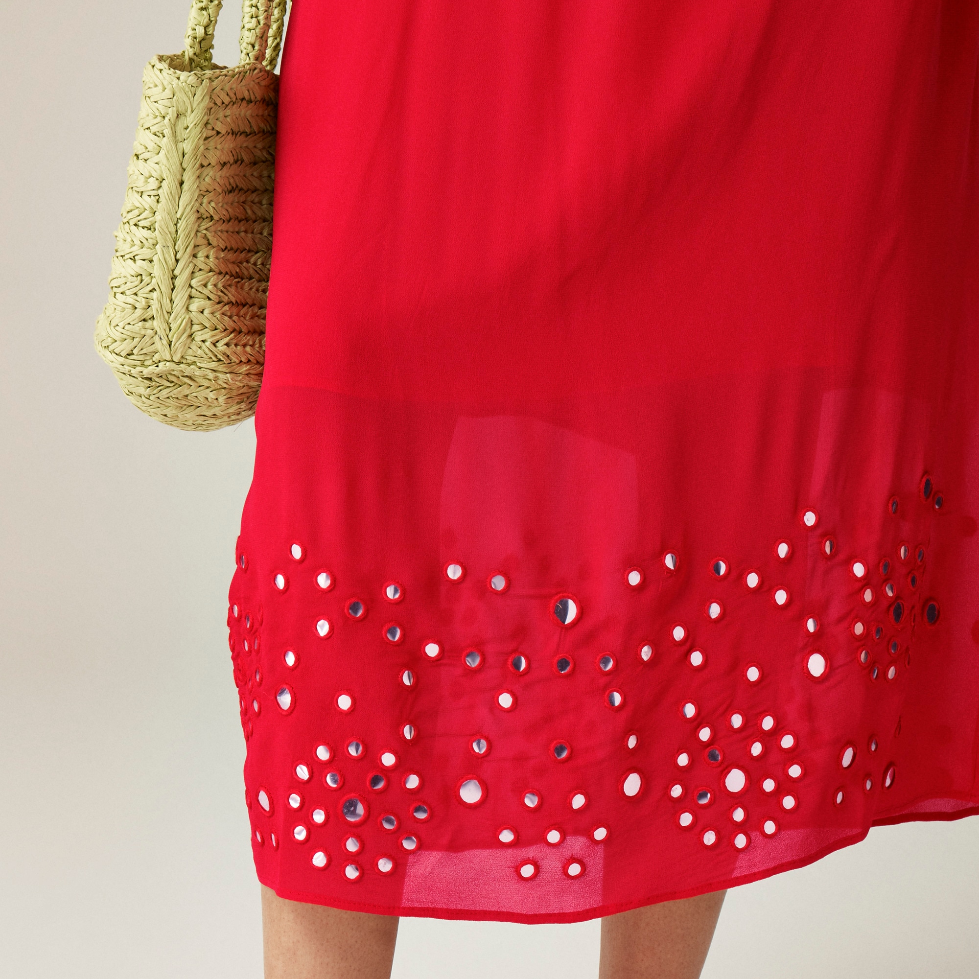 Chiffon slip skirt with mirror embellishments