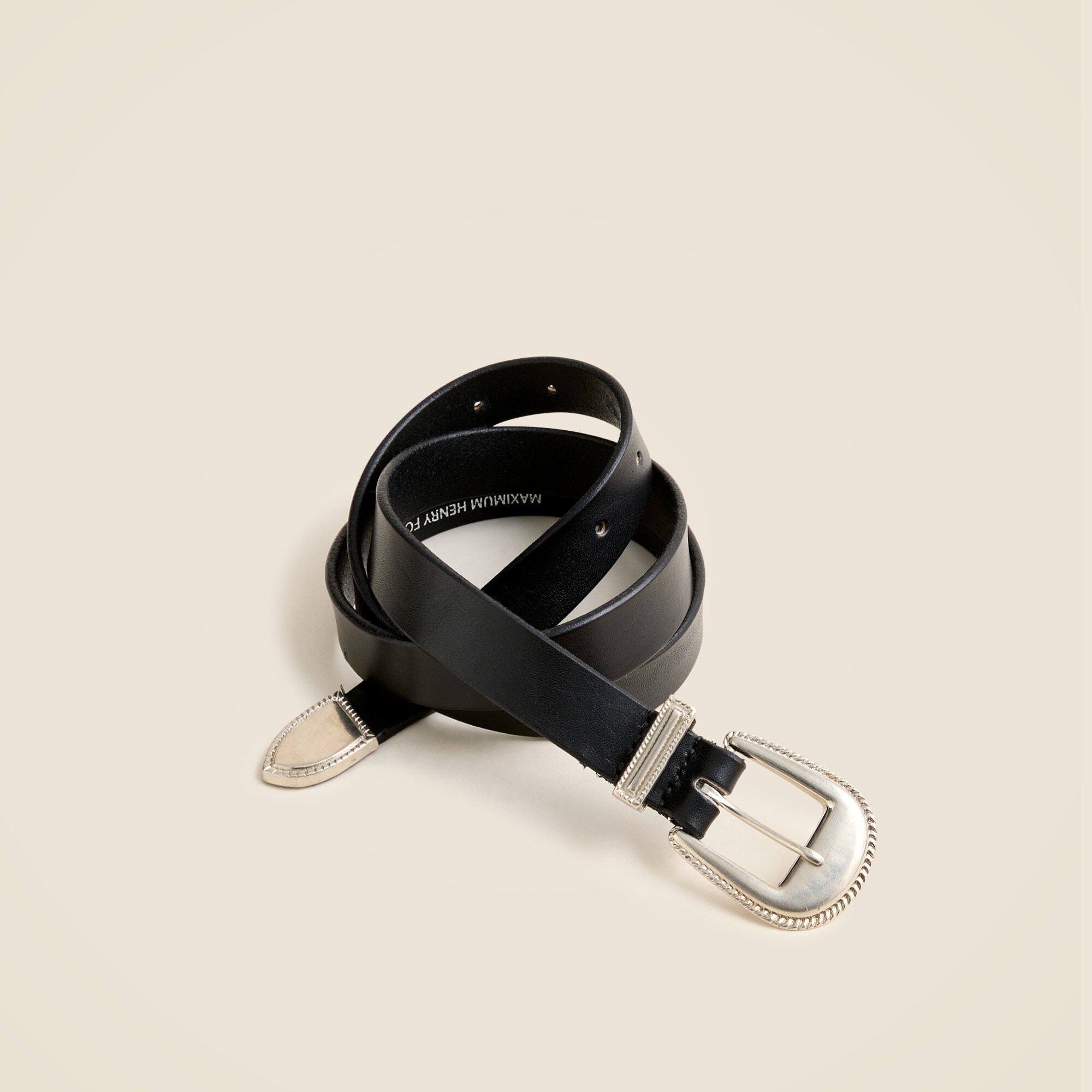 mens Maximum Henry X J.Crew leather western belt with brass buckle