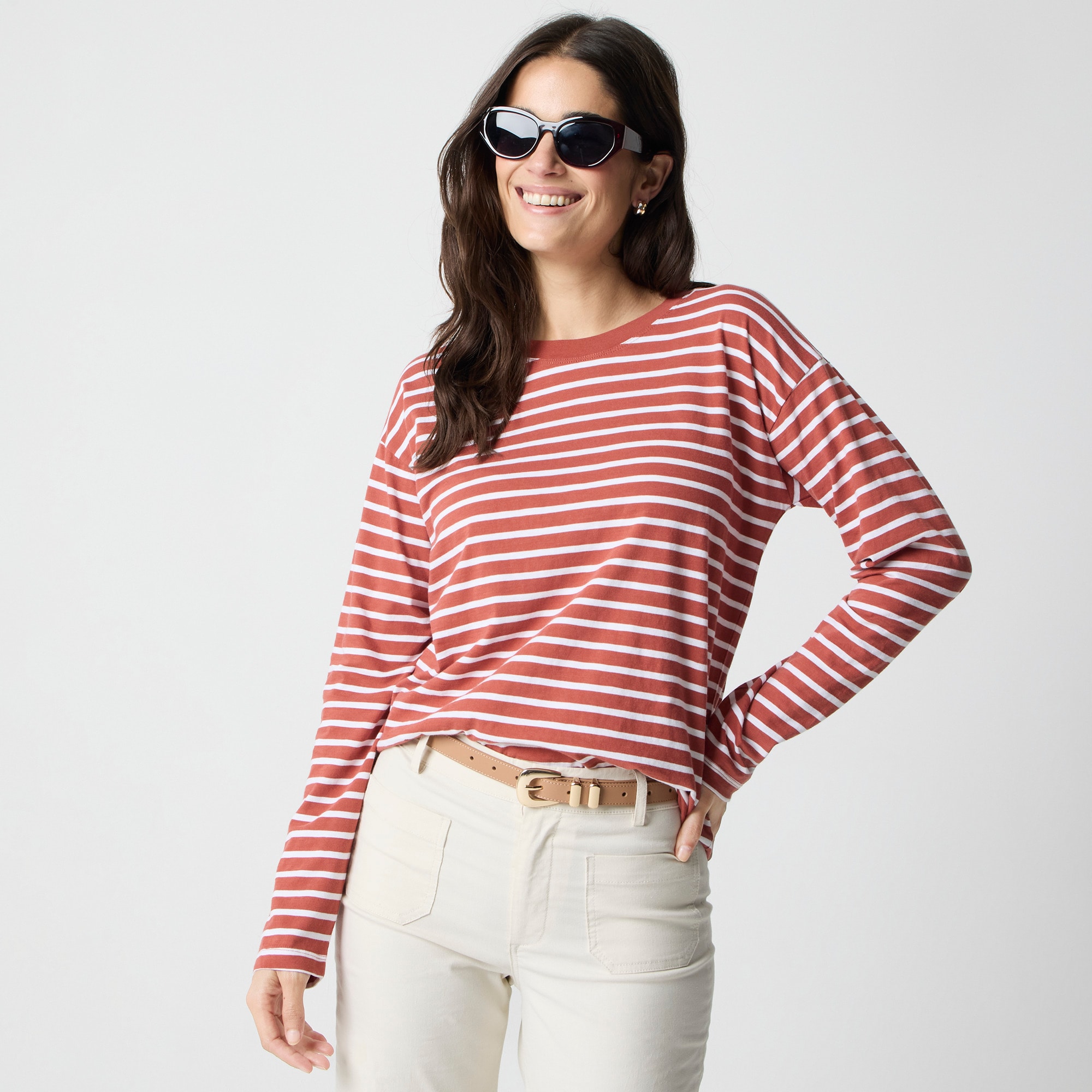  Long-sleeve striped tee