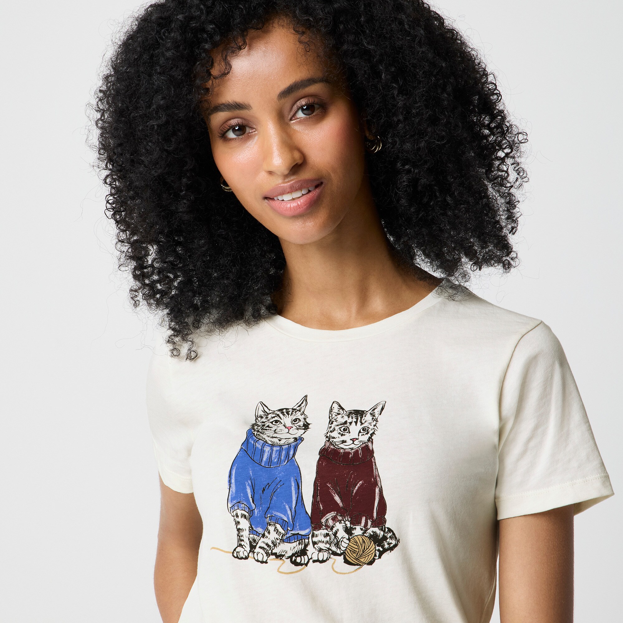Cats in sweaters graphic tee