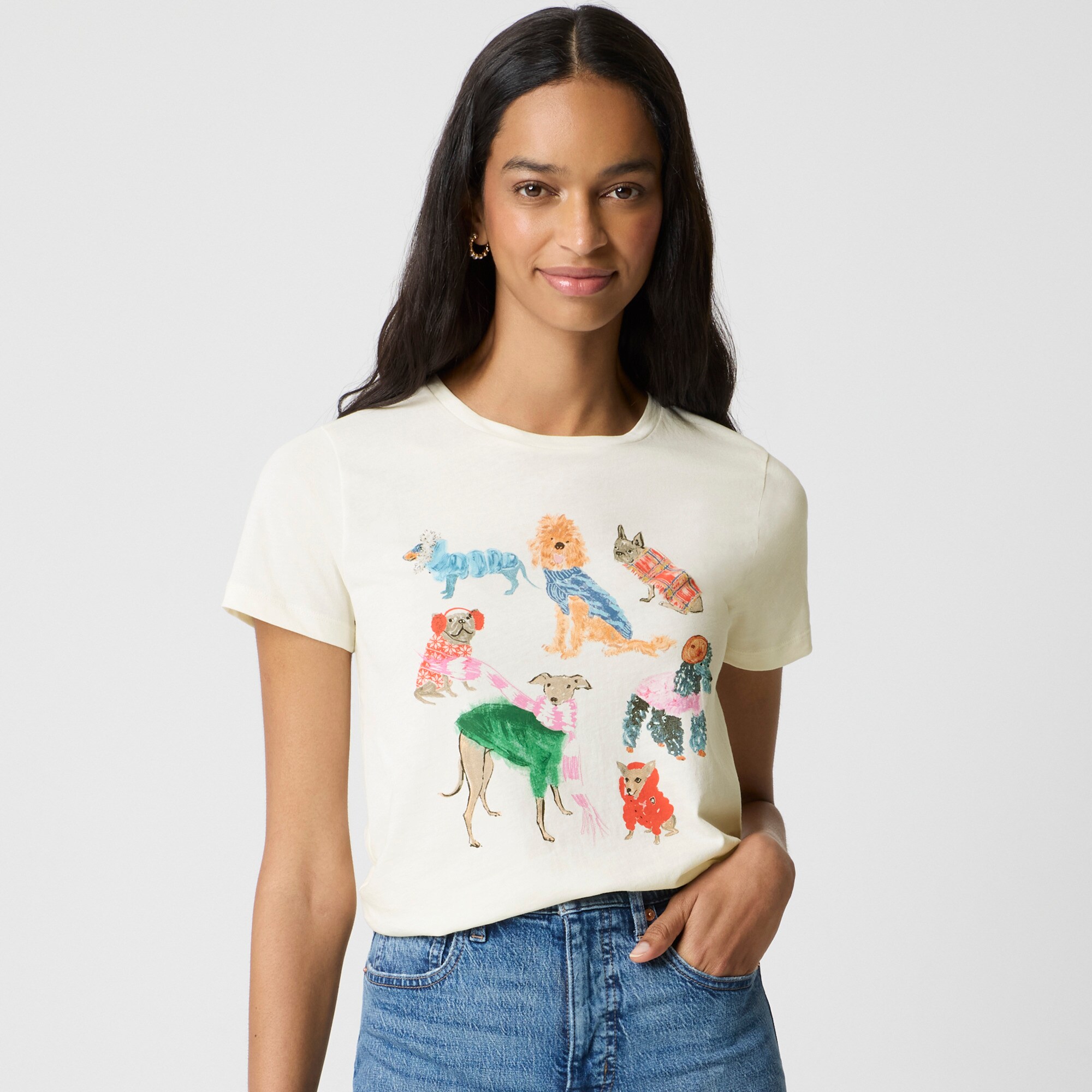 Dogs in outerwear graphic tee