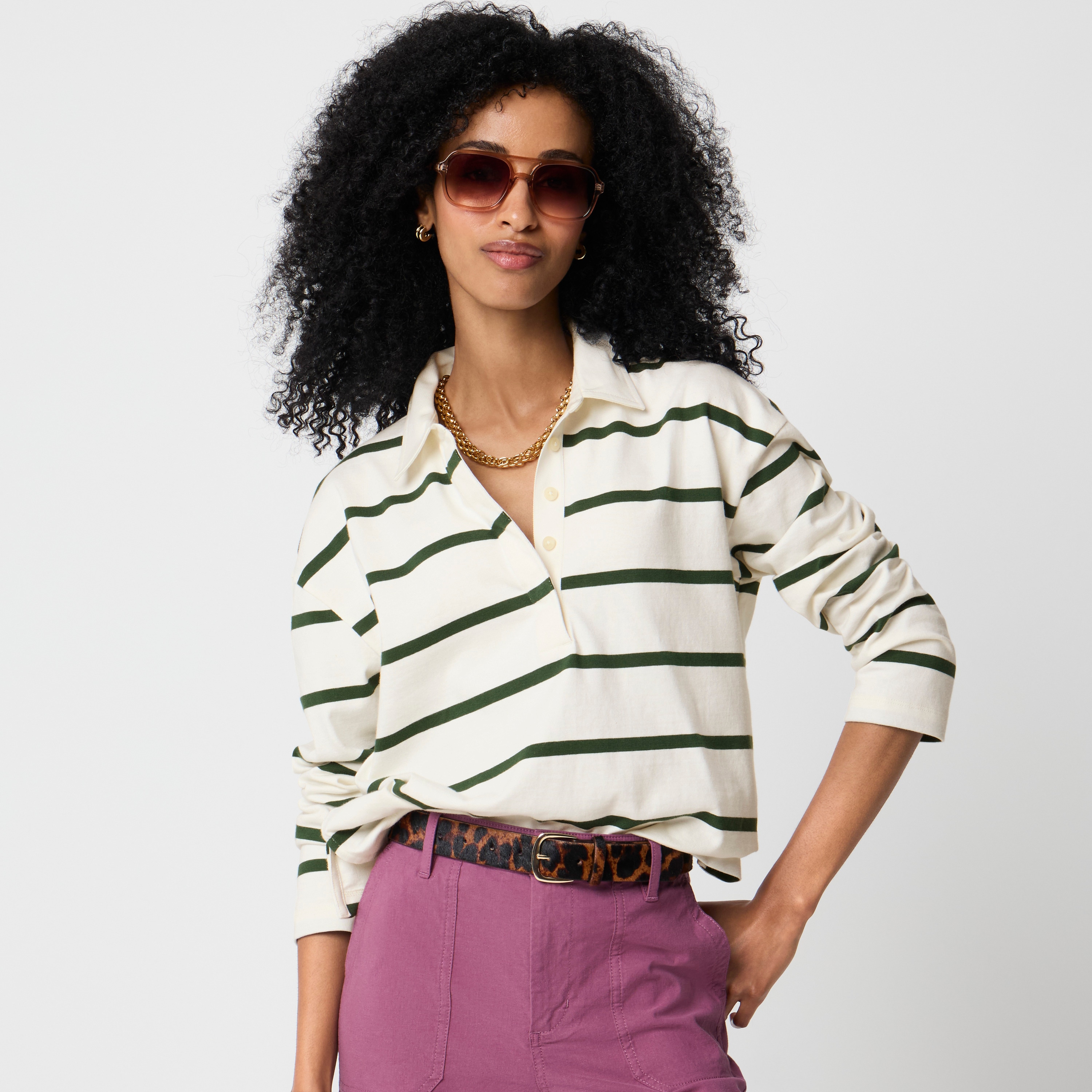 100% cotton striped rugby shirt