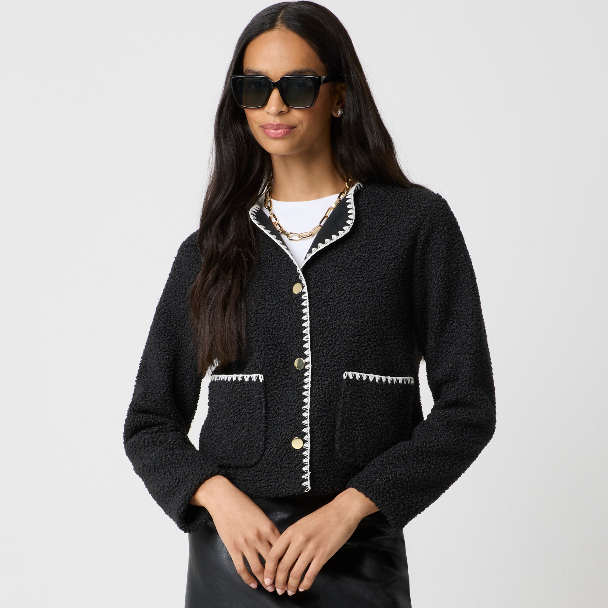 Sherpa blanket-stitch jacket