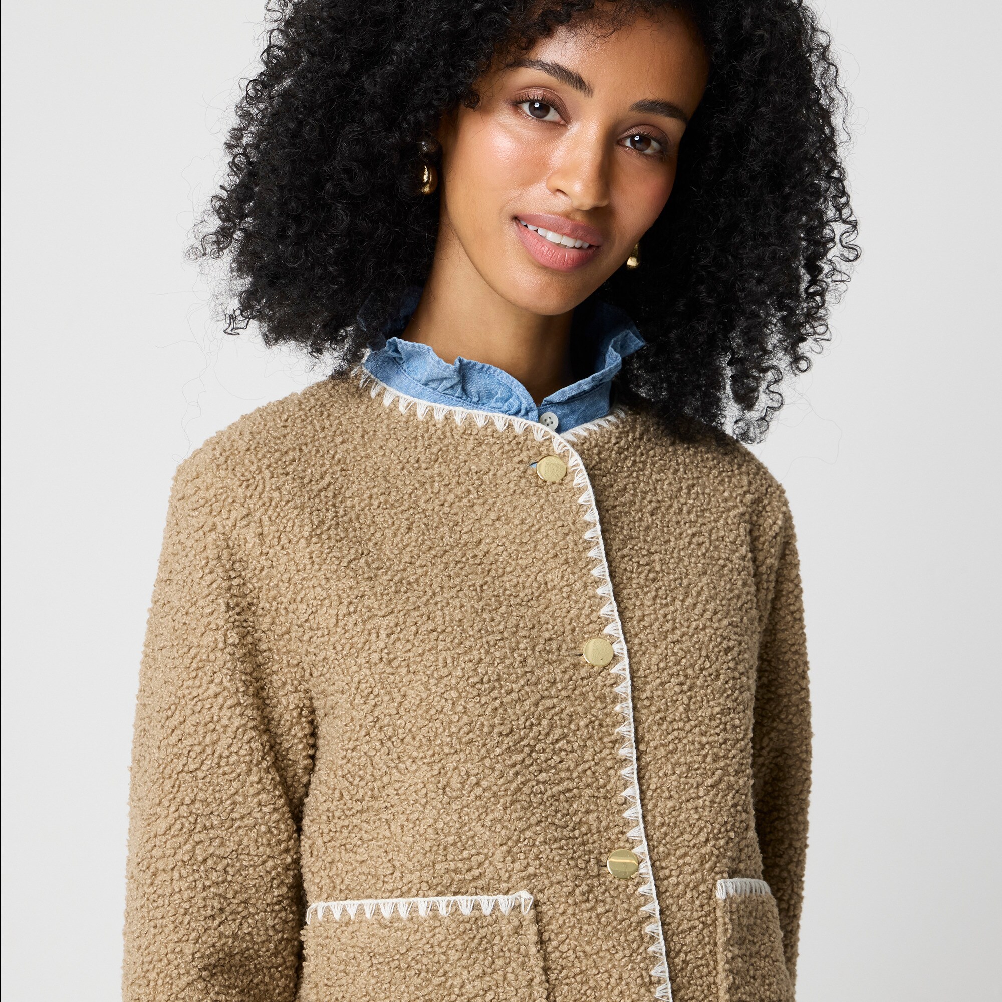 Sherpa Blanket-stitch Jacket For Women | Factory