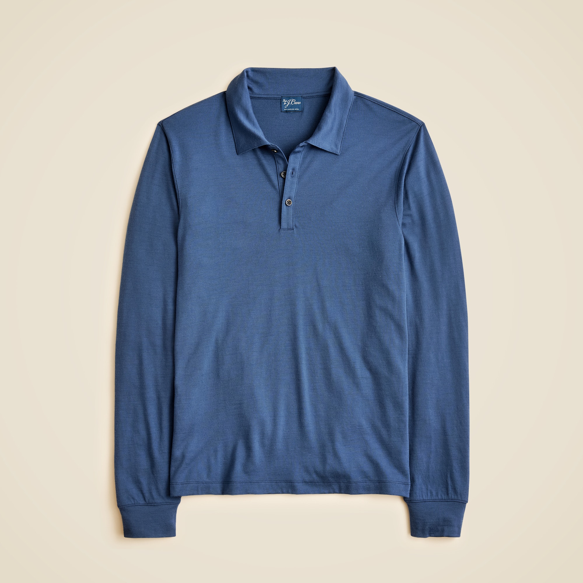 Long-sleeve merino wool polo shirt