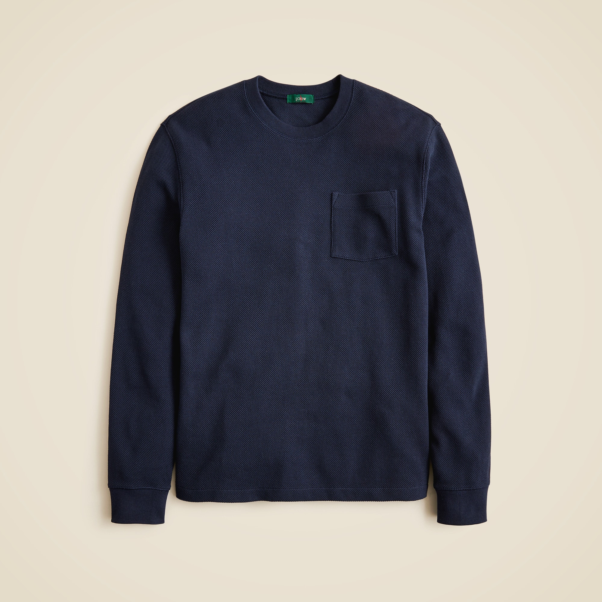 Long-sleeve Macropiqué Cotton T-shirt For Men | J.Crew