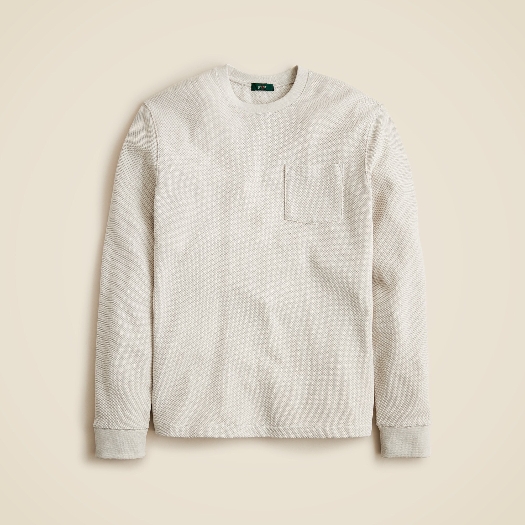  Long-sleeve macropiqu&eacute; cotton T-shirt