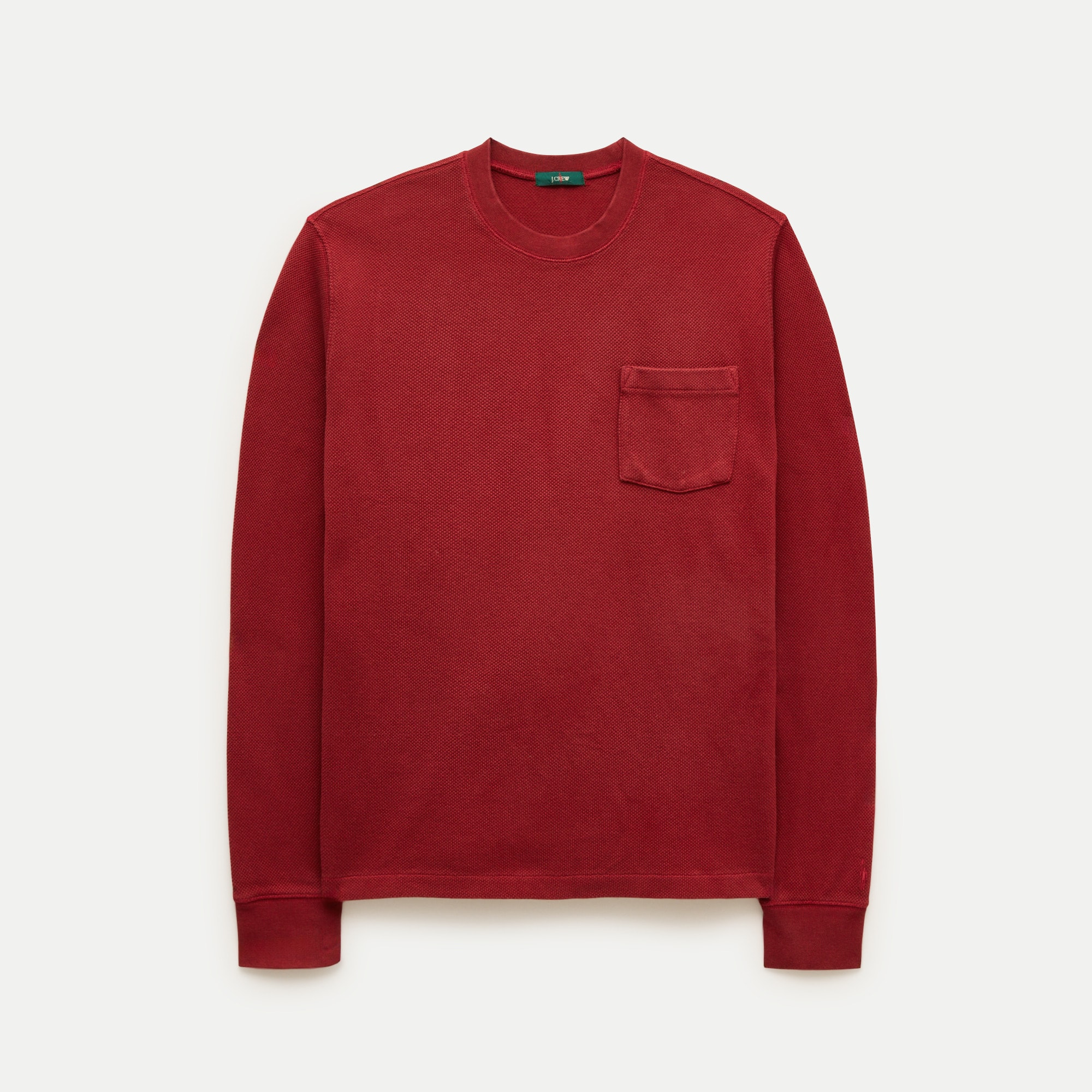 Long-sleeve macropiqu&eacute; cotton T-shirt