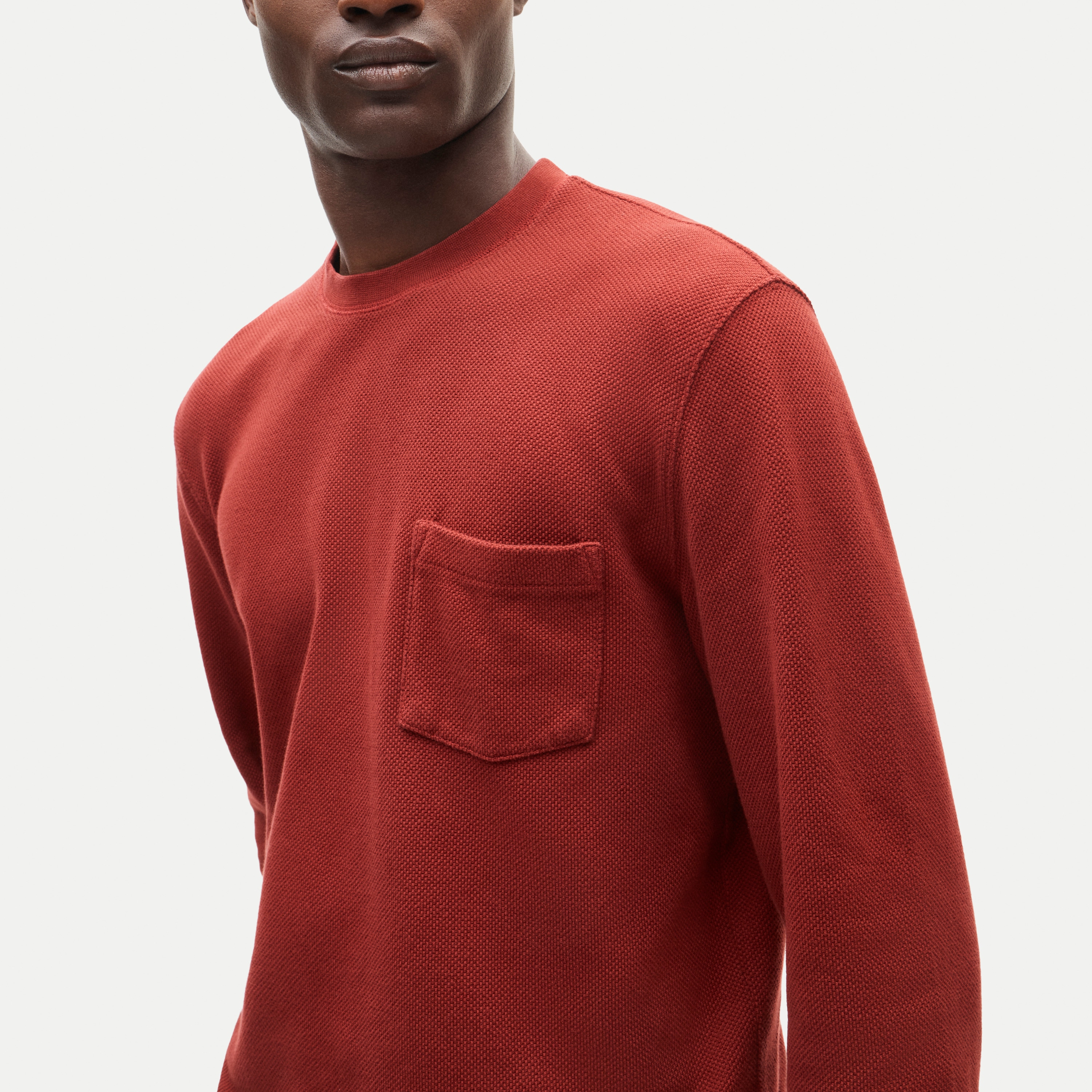 Long-sleeve Macropiqué Cotton T-shirt For Men | J.Crew
