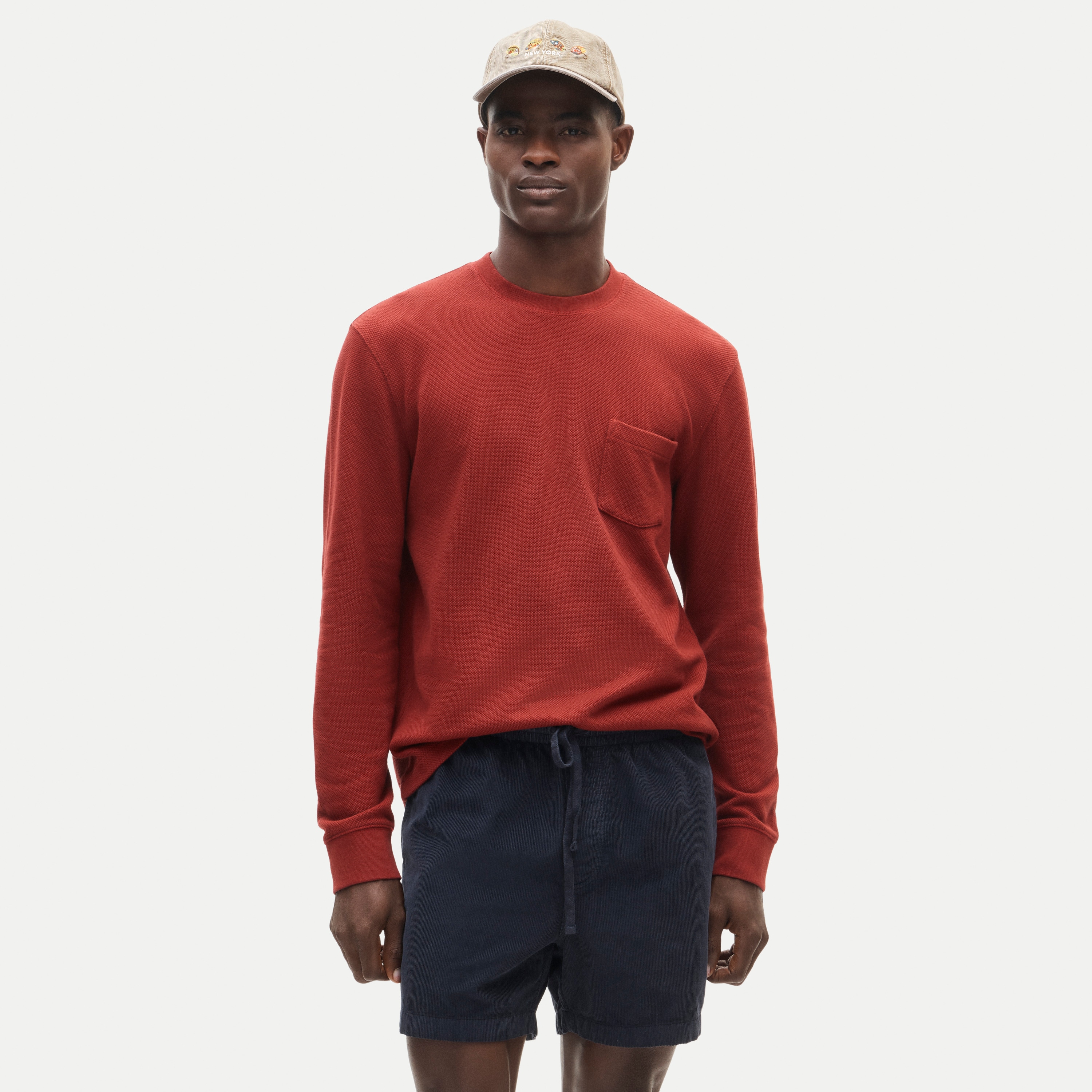 Long-sleeve Macropiqué Cotton T-shirt For Men | J.Crew