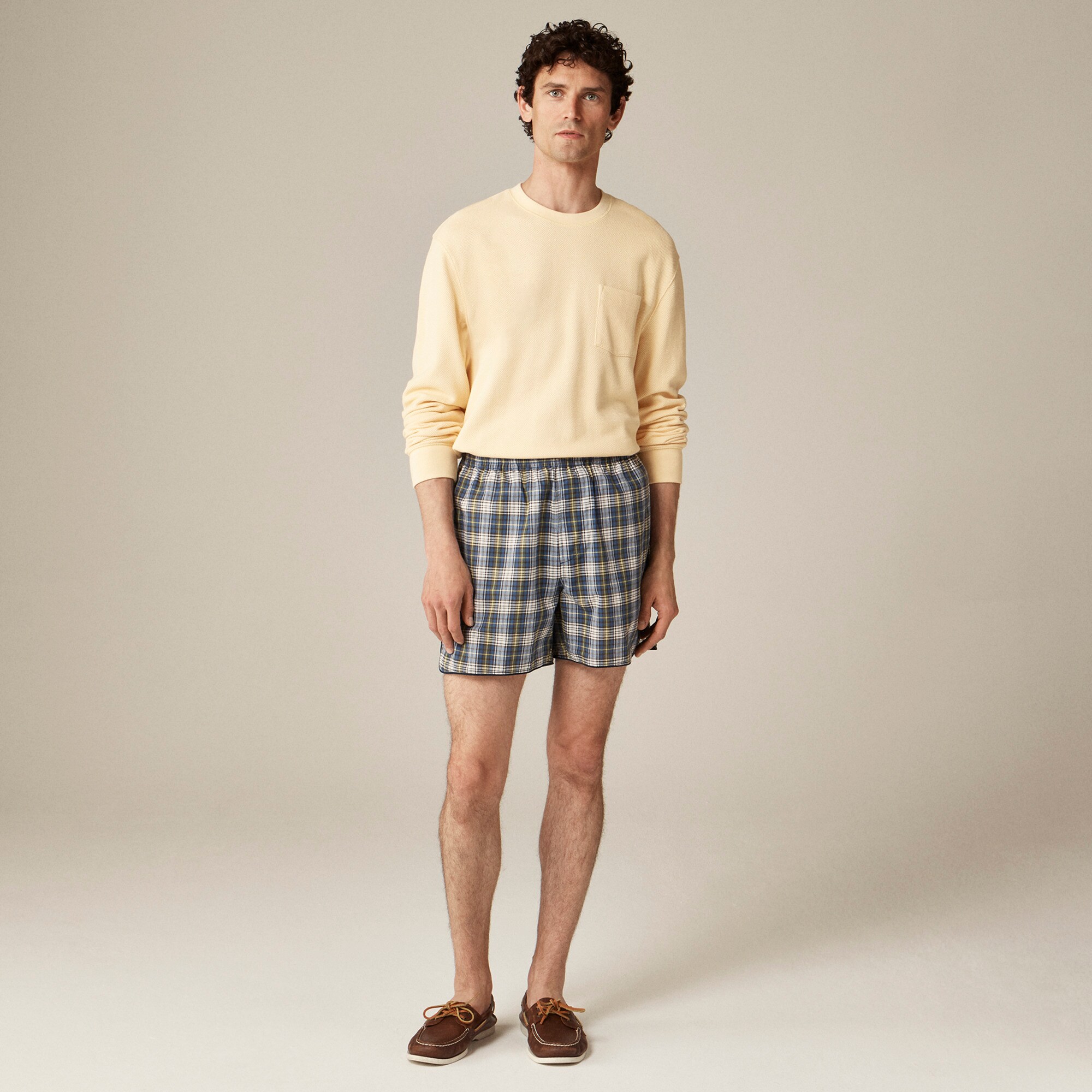 Long-sleeve macropiqué cotton T-shirt